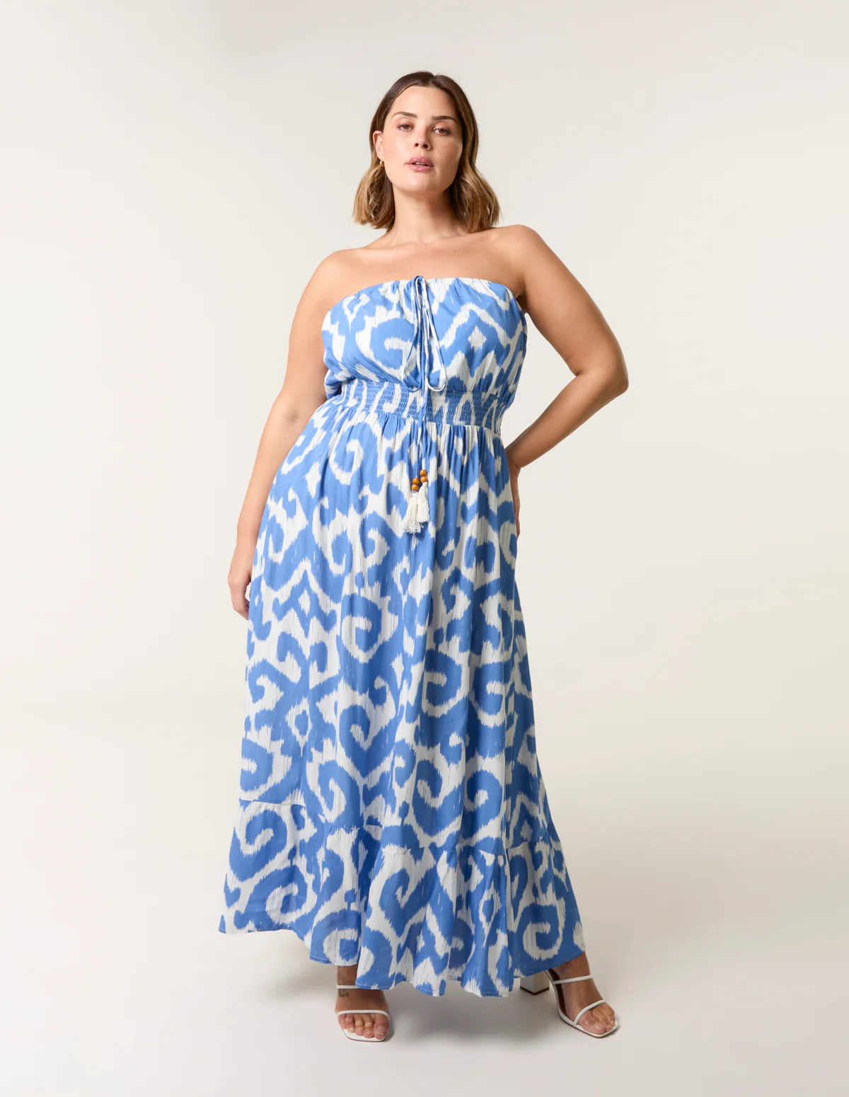 Curve Bandeau Shirred Waist Dress - Image 3