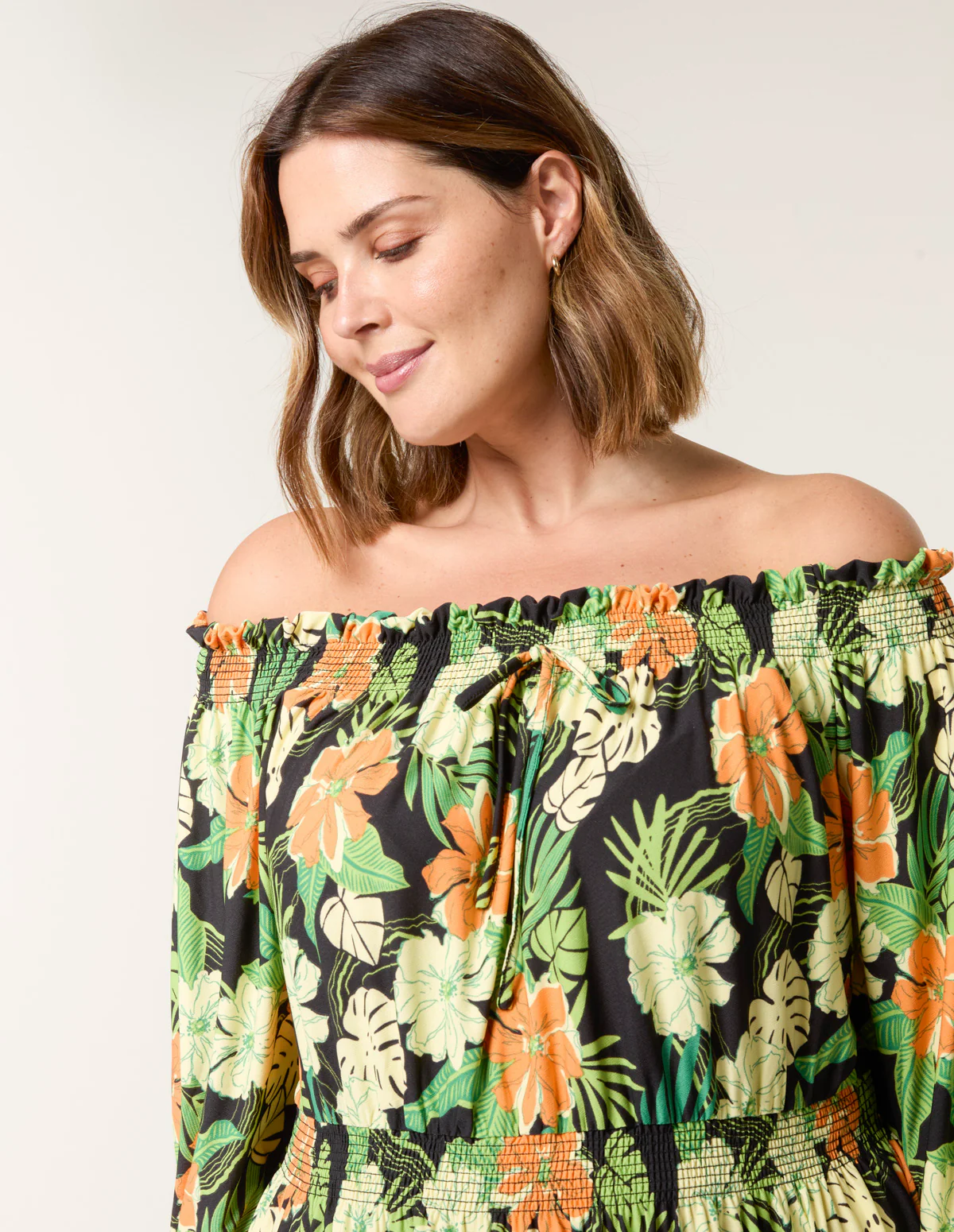 Curve Bardot Elasticated Midi Dress - Image 3