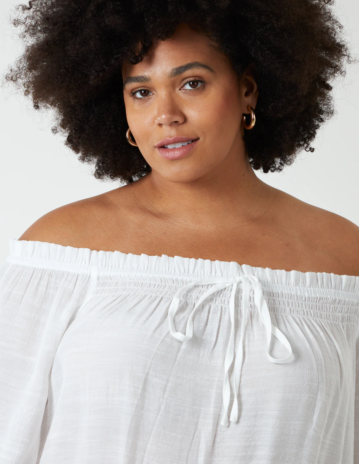 Curve Bardot Tie Front Top - Image 3