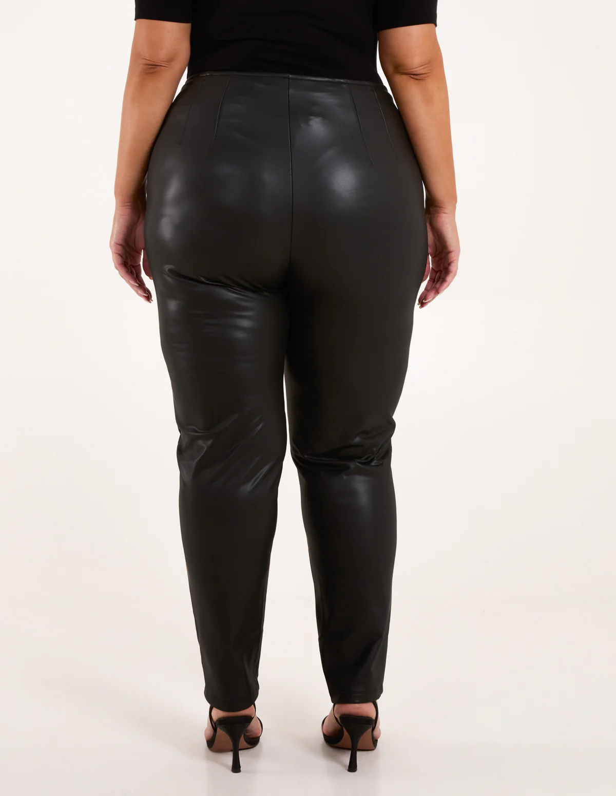 Curve Matte PU Leather Tailored Trousers - Image 4
