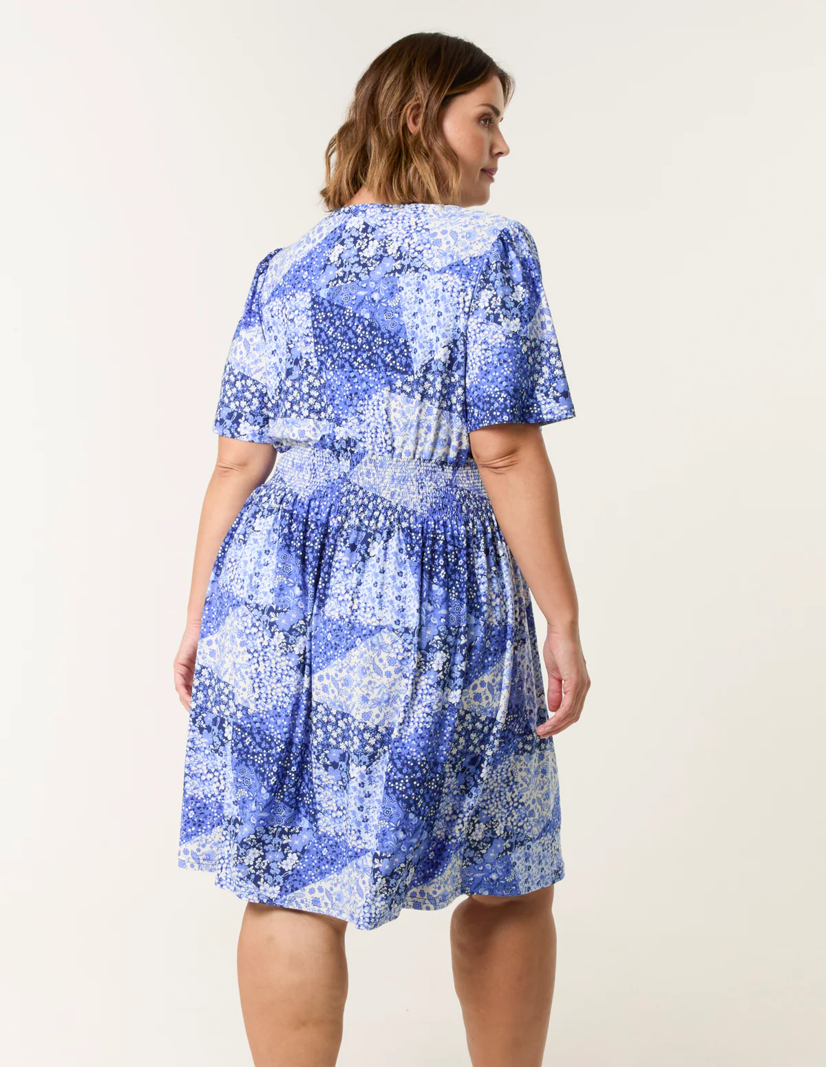 Curve Shirred Waist Button Mini Dress - Image 4