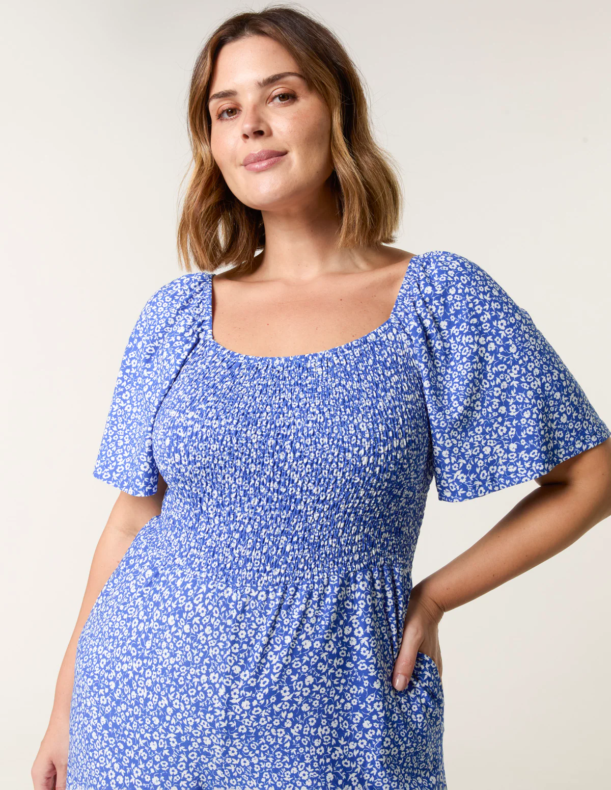 Curve Square Neck Shirred Jumpsuit - Image 3