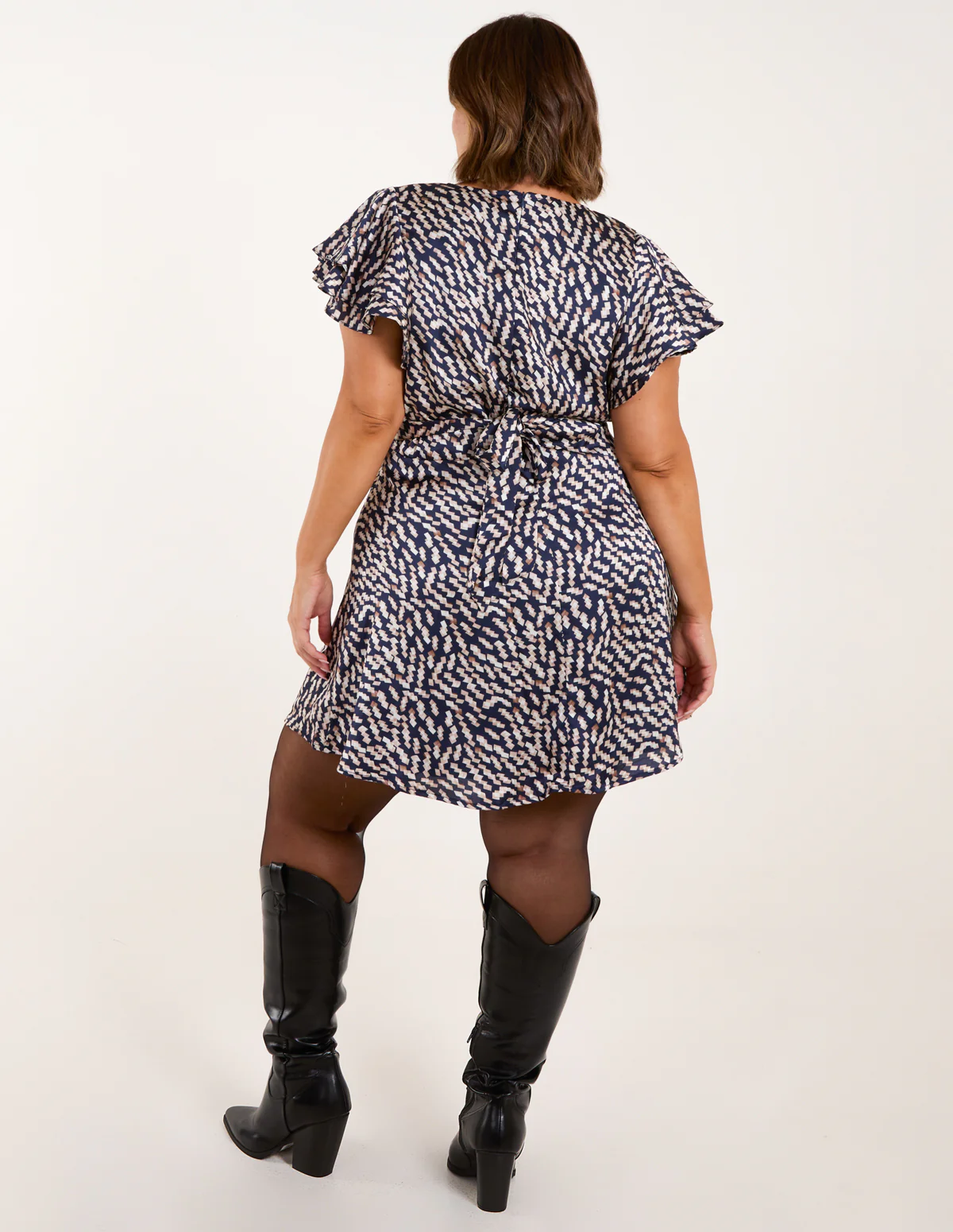 Curve Wrap Ruffle Mini Dress - Image 4