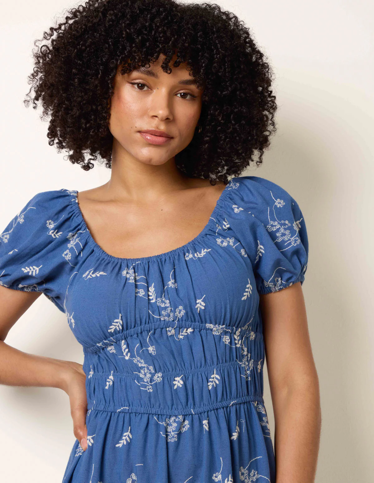 Embroidery Milkmaid Midi Dress - Image 2
