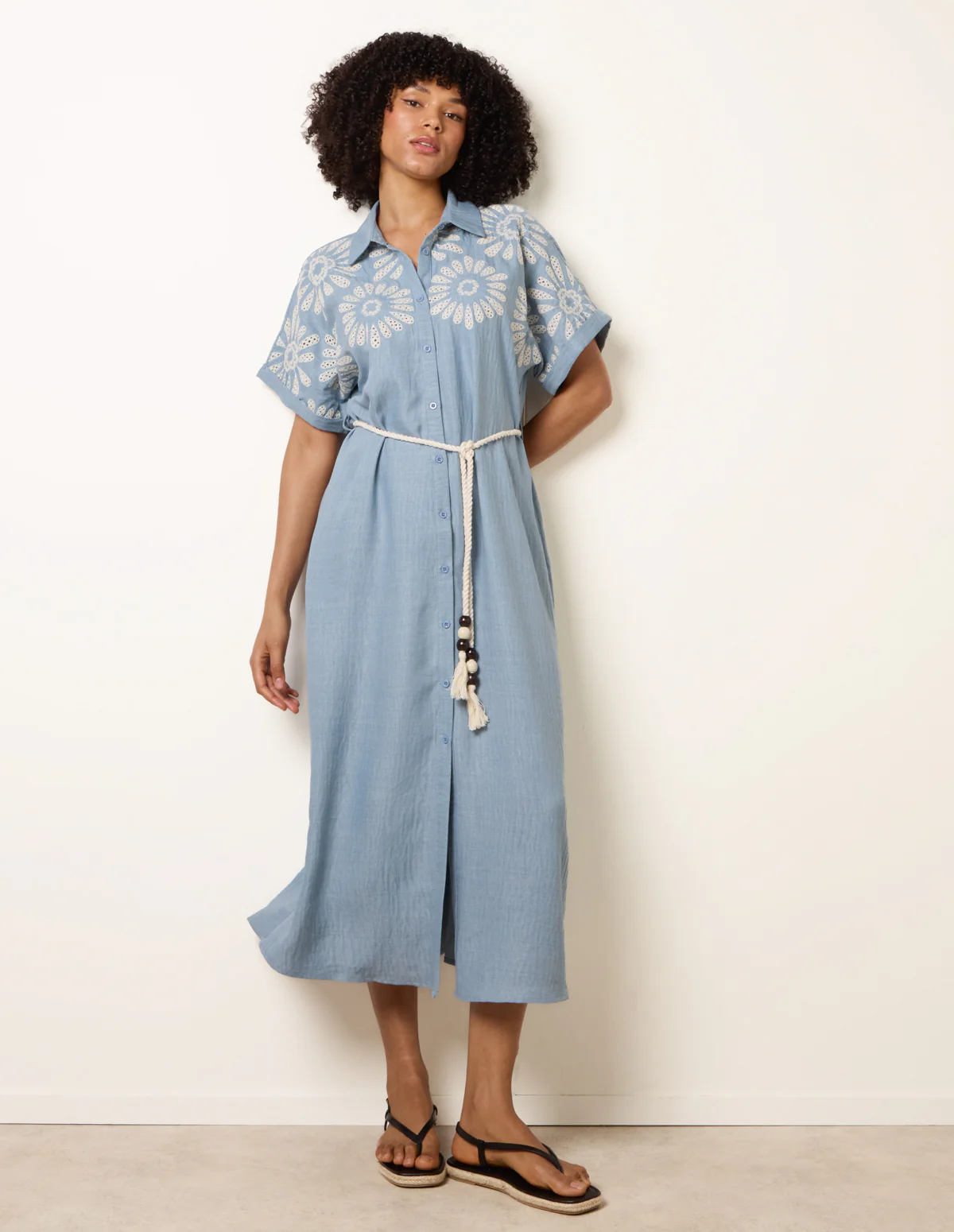 Floral Cutwork Embroidery Dress - Image 3