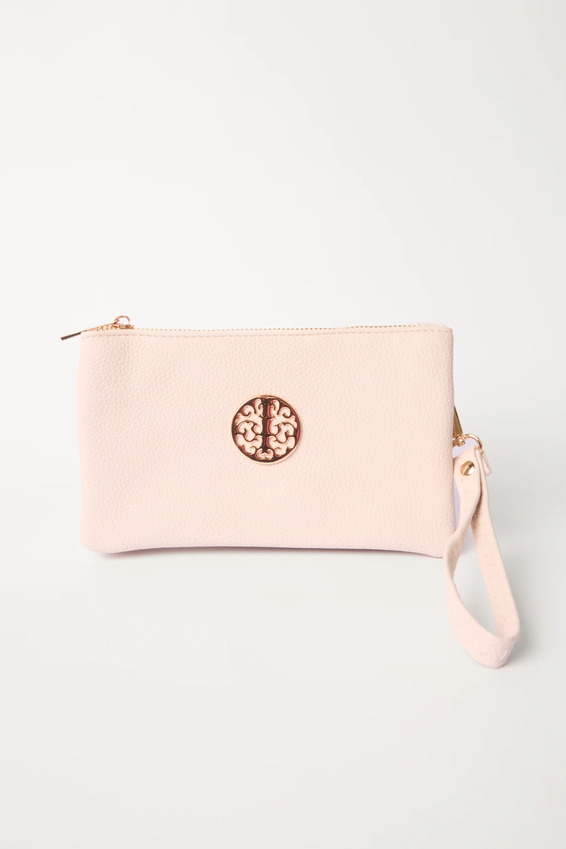 Detailed Zip Up Purse With Detachable Strap