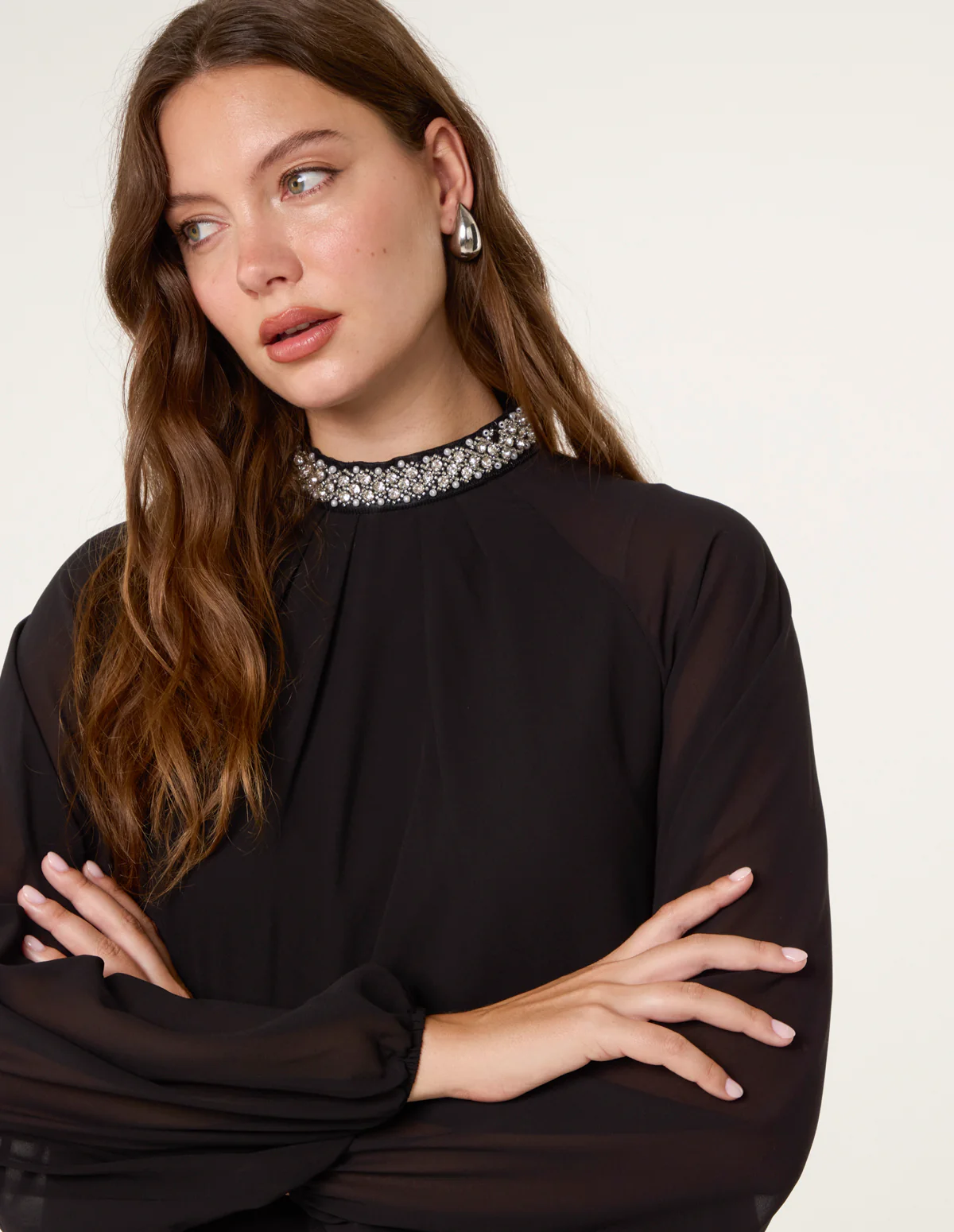Embellished Collar Tunic Top - Image 2