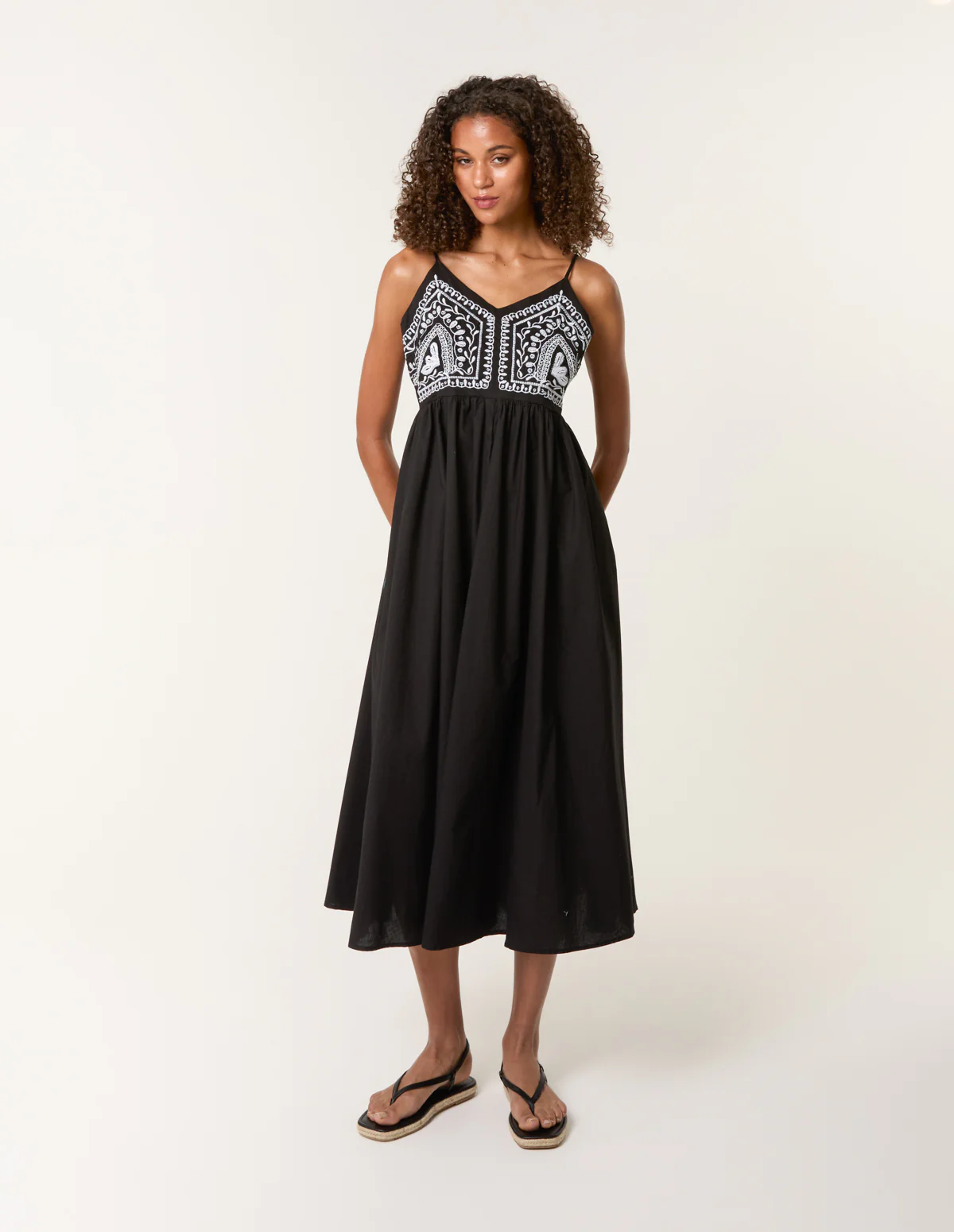 Embroidered Yoke Strappy Dress - Image 3