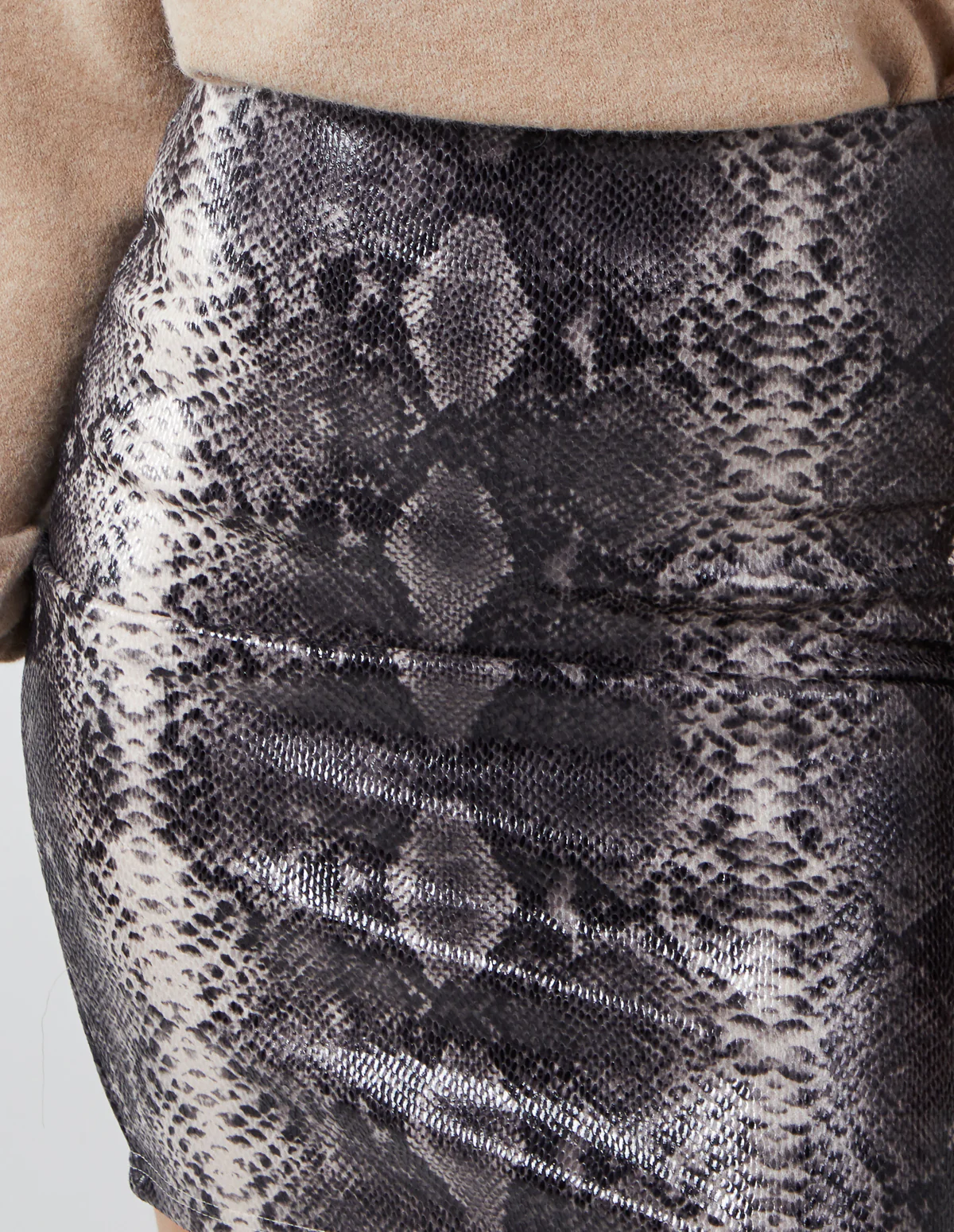 Snake Skin Faux Leather Skirt - Image 4