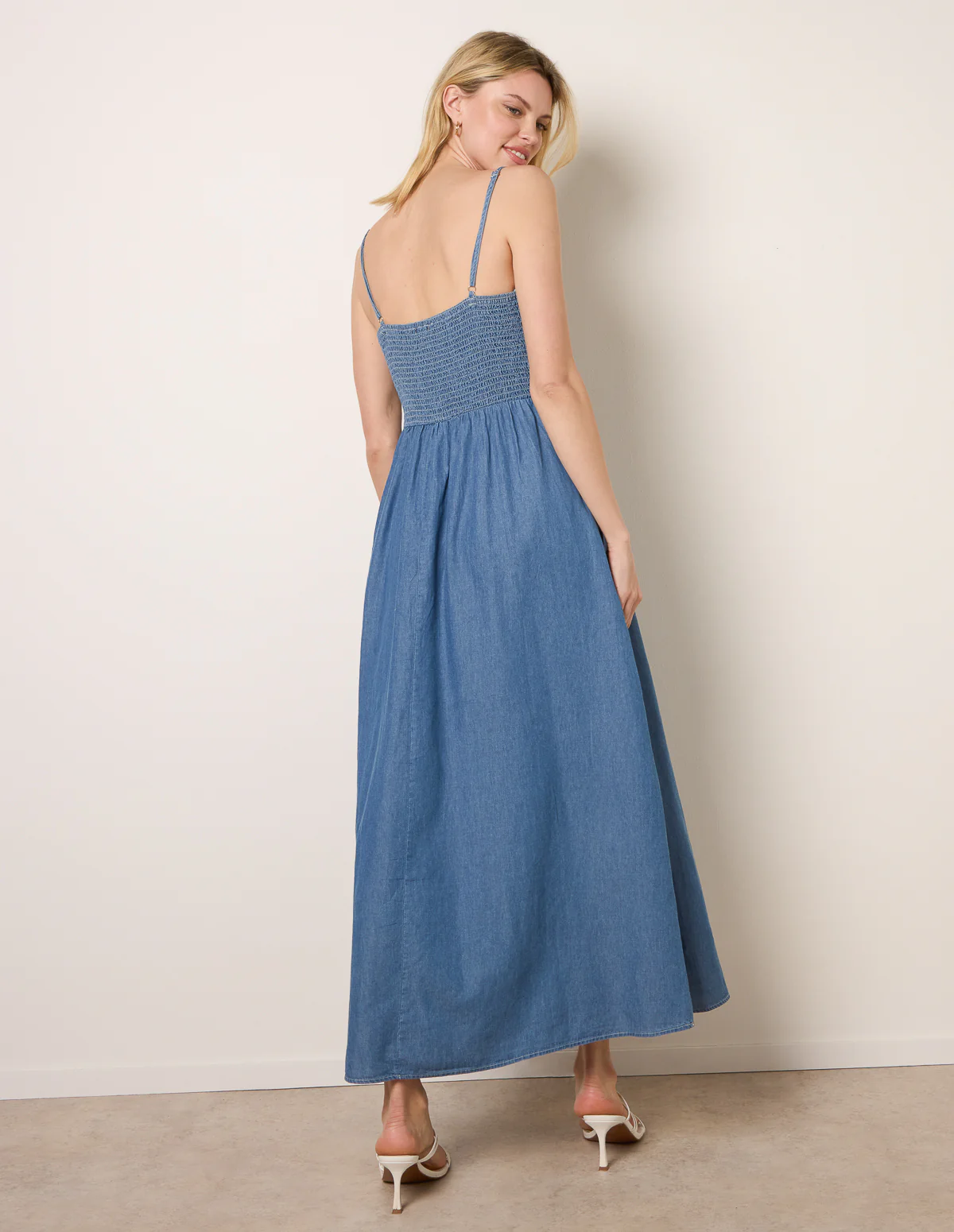 Floral Embroidery Adjustable Strap Maxi Dress - Image 4