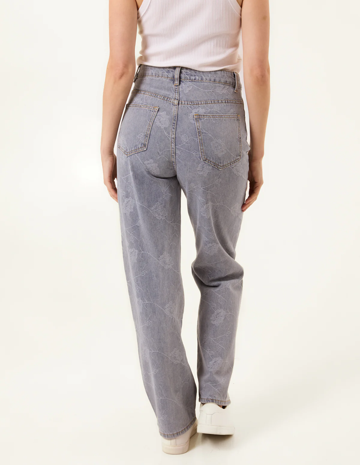 Flower Embroidered Jeans - Image 4