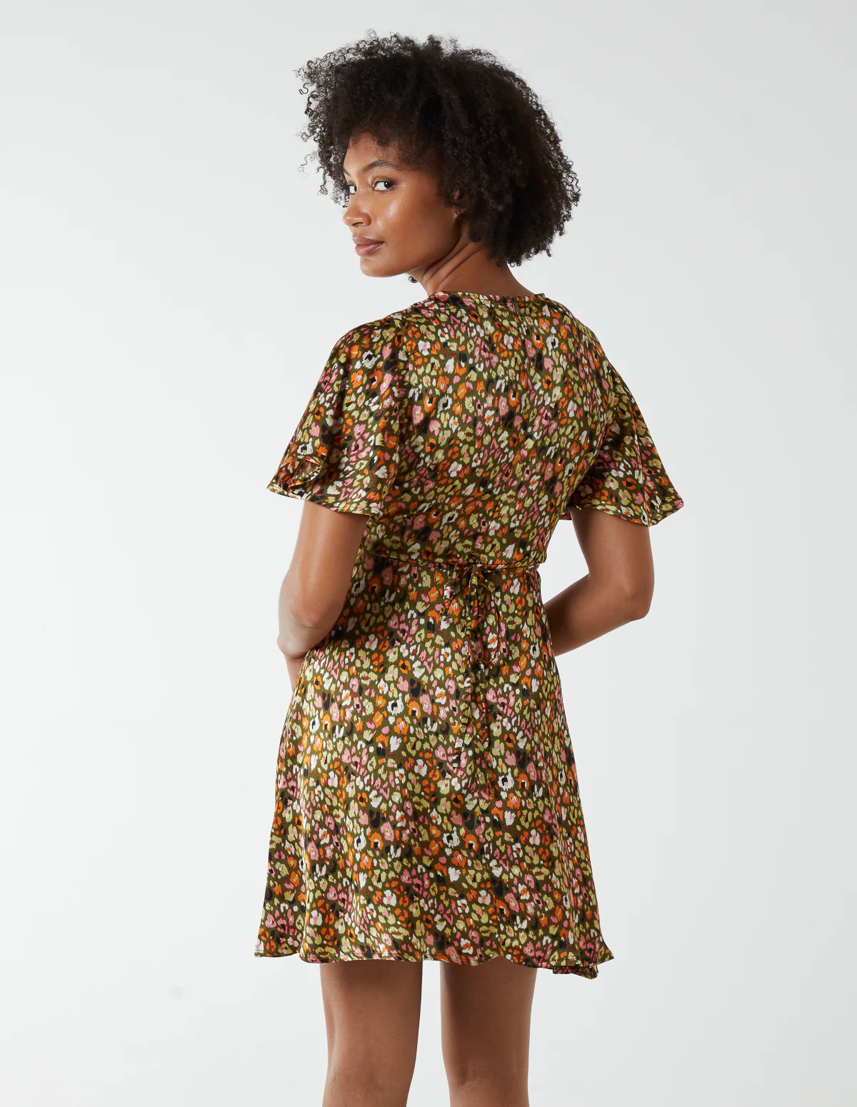 Flutter Sleeve Bias Mini Dress - Image 4