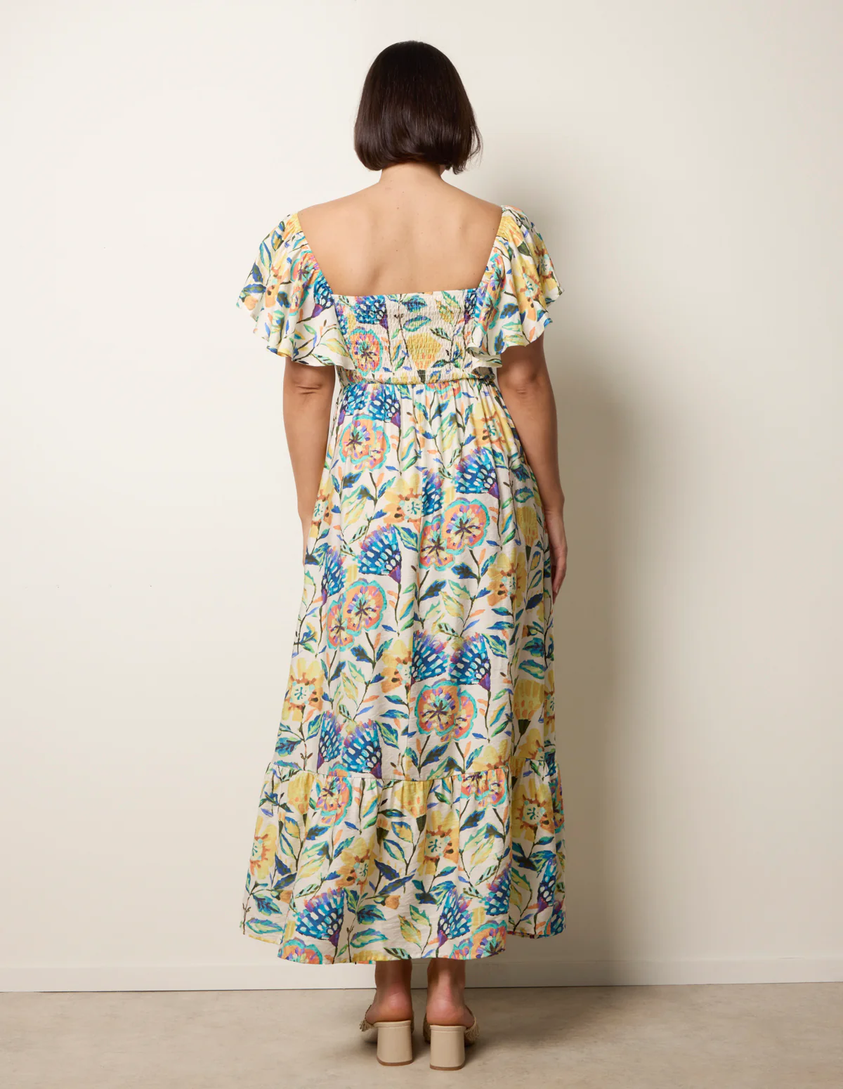 Frill Sleeveless Tropical Floral Print Dress - Image 4