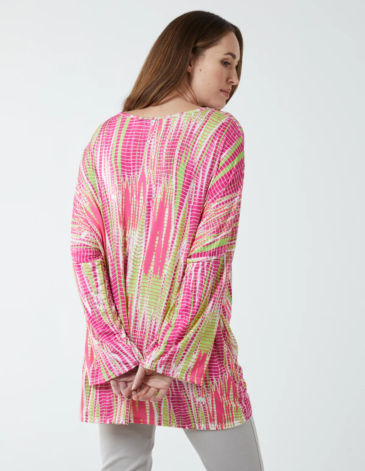 Twist Front Abstract Long Sleeve Top - Image 4