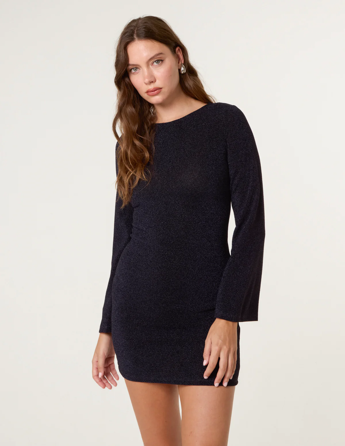 Glitter Mini Dress With Back Tie - Image 3