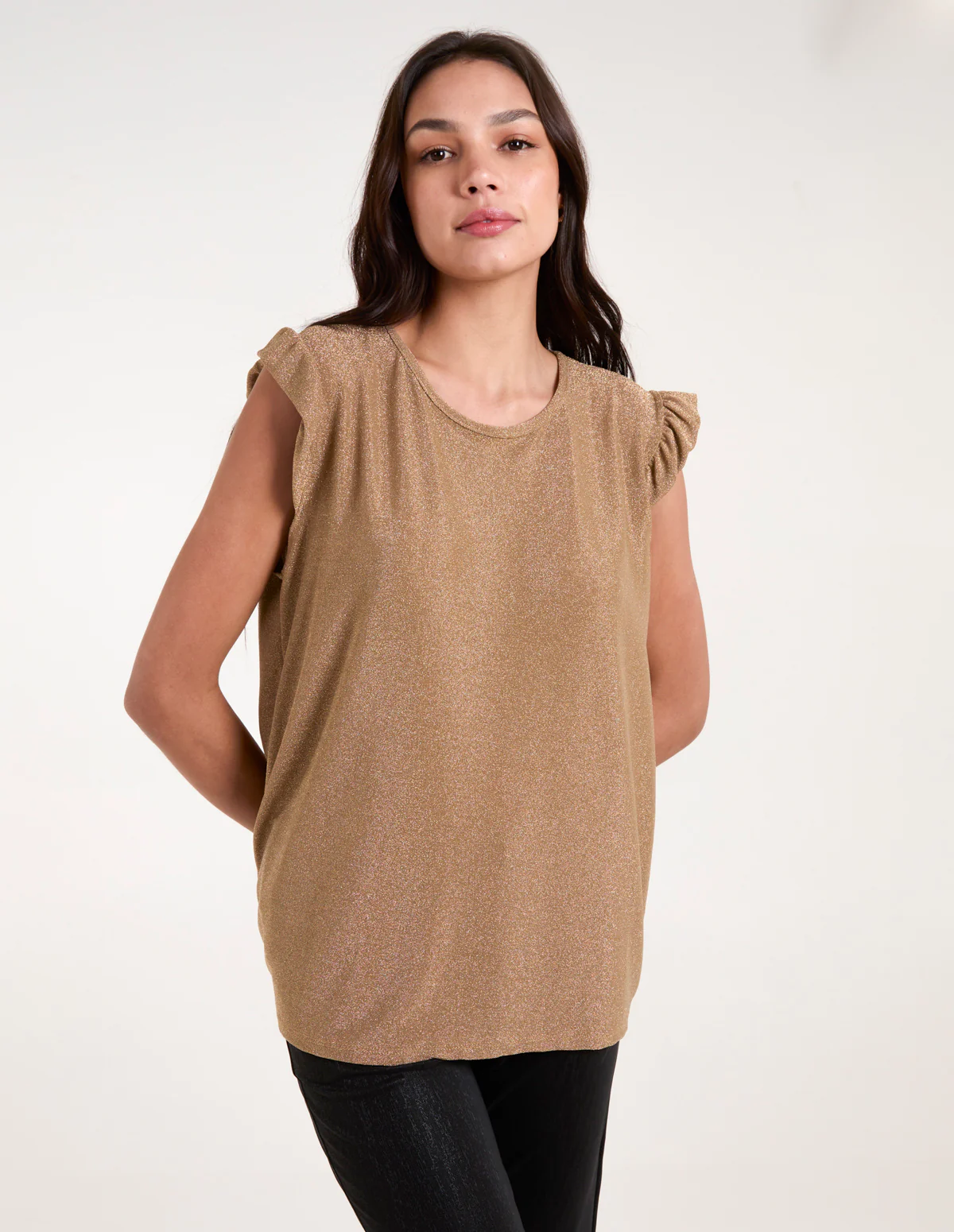 Frill Sleeve Metallic Top - Image 3