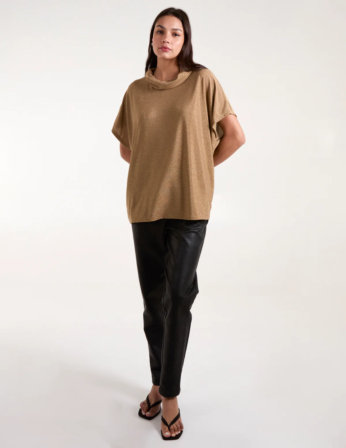 Roll Neck Oversize Lurex Top - Image 3