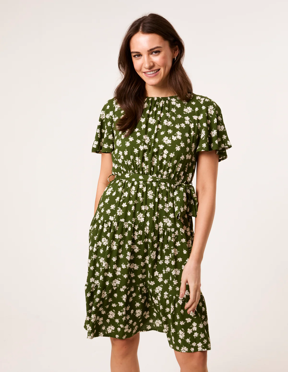 Crew Neck Tiered Mini Dress