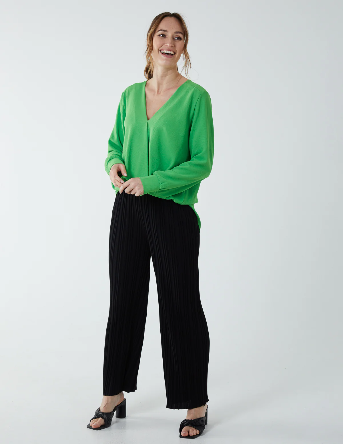 Crossover Woven Plain Blouse - Image 3