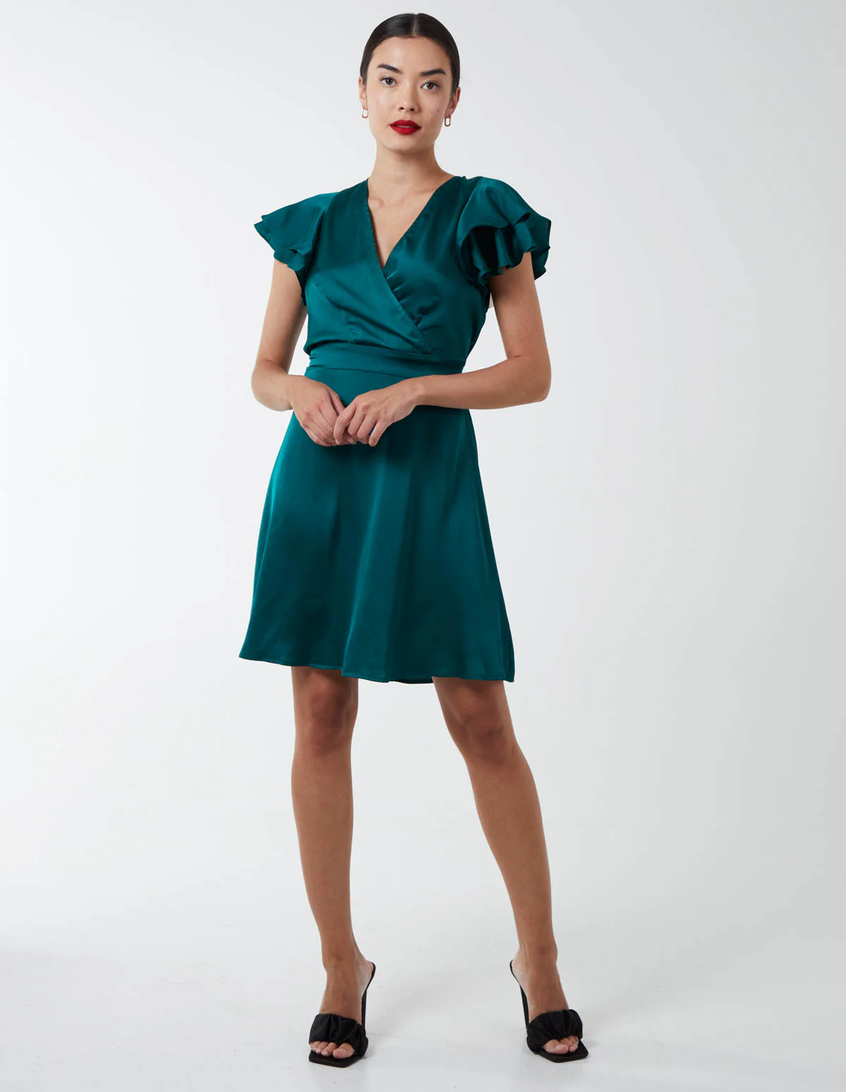 Double Angel Sleeve Wrap Dress - Image 3