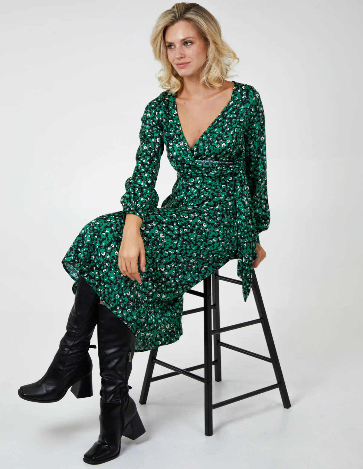 Leopard Print Wrap Midi Dress - Image 3