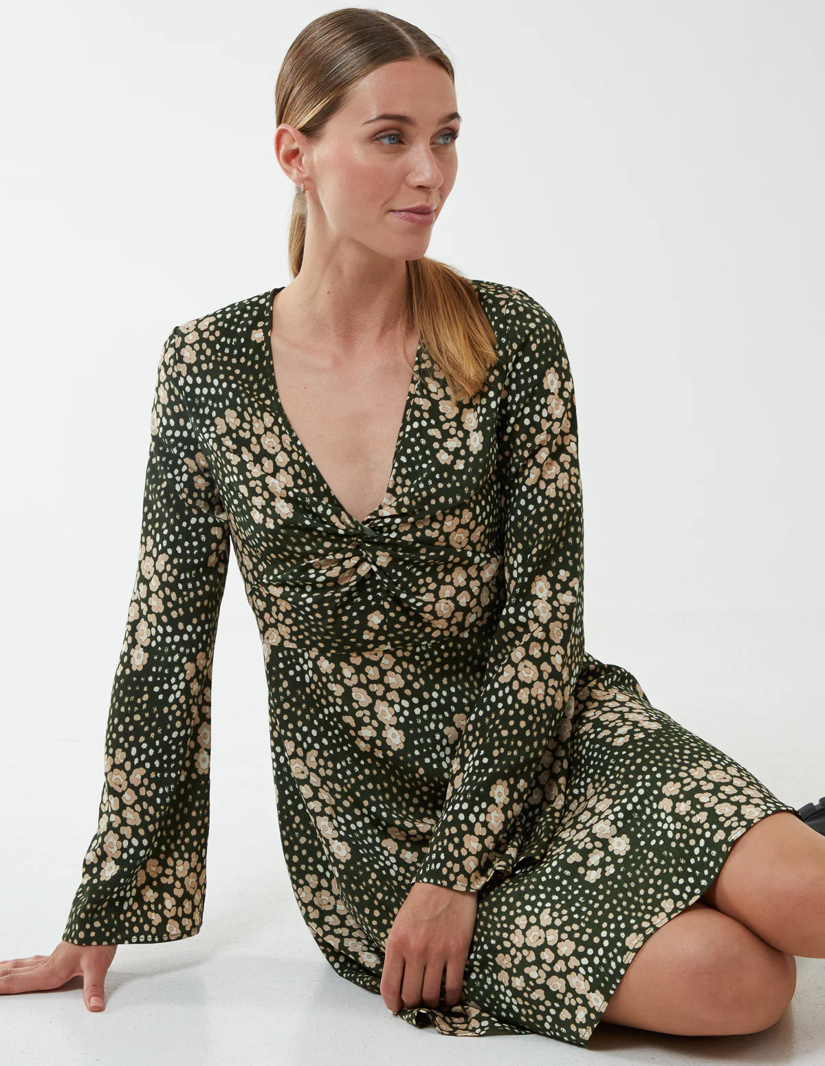 Twist Front Mini Skater Dress - Image 4