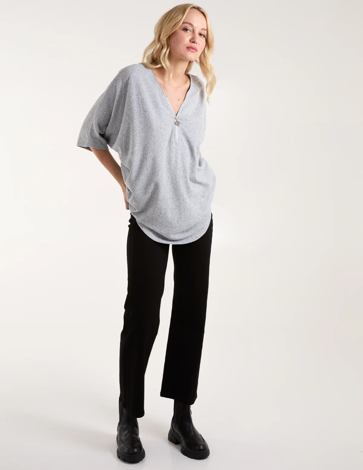 Heart Half Zip Front Top - Image 3