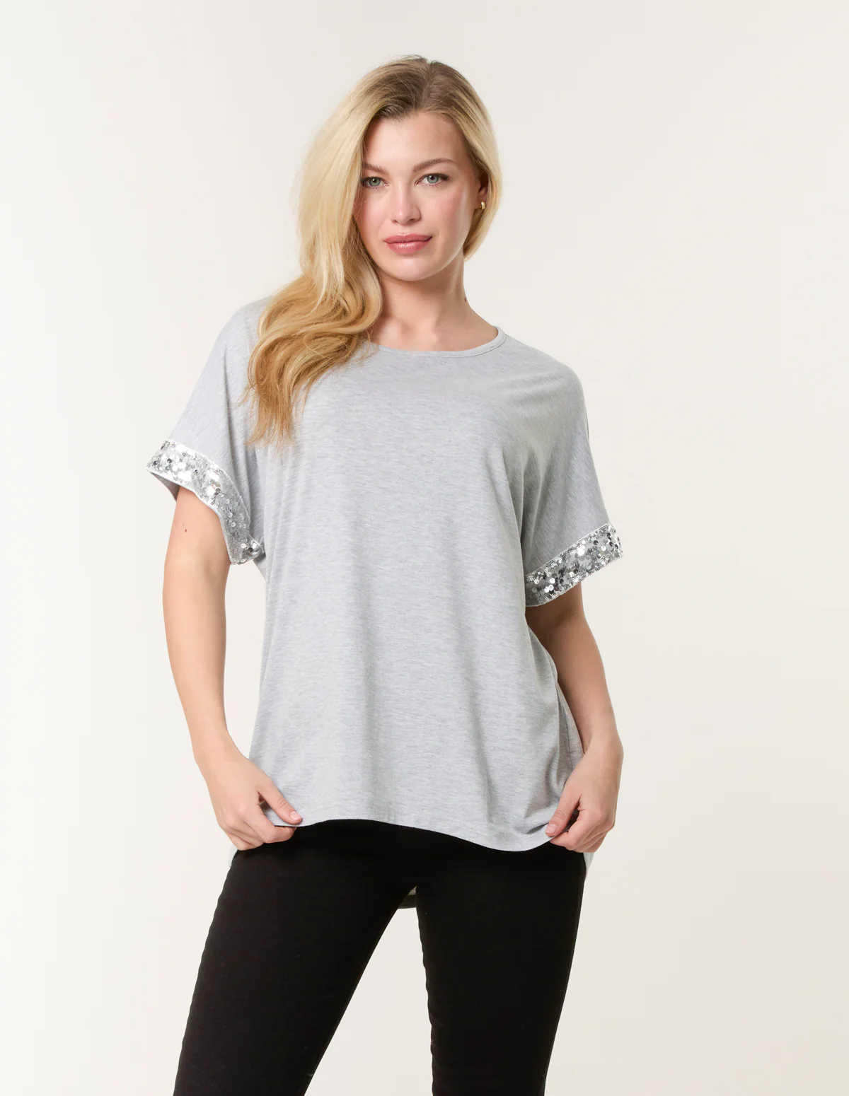 Sequin Trim Oversized Top - Image 3