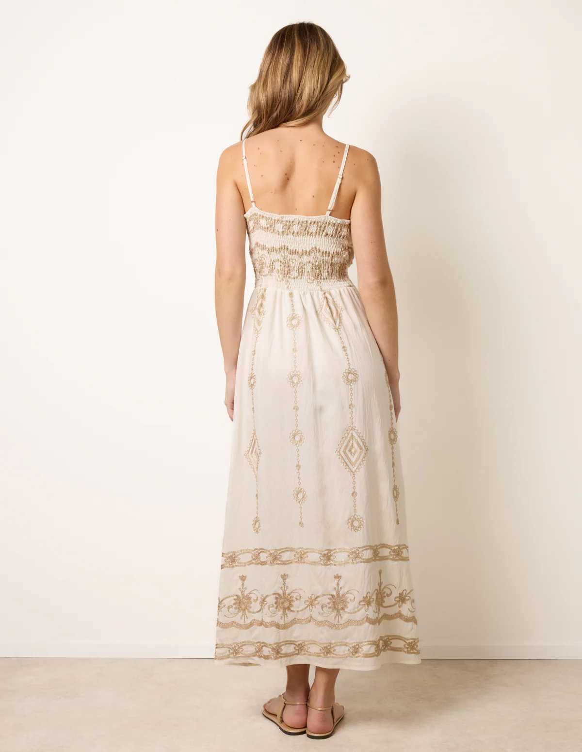 Embroidered Maxi Dress With Adjustable Straps - Image 4