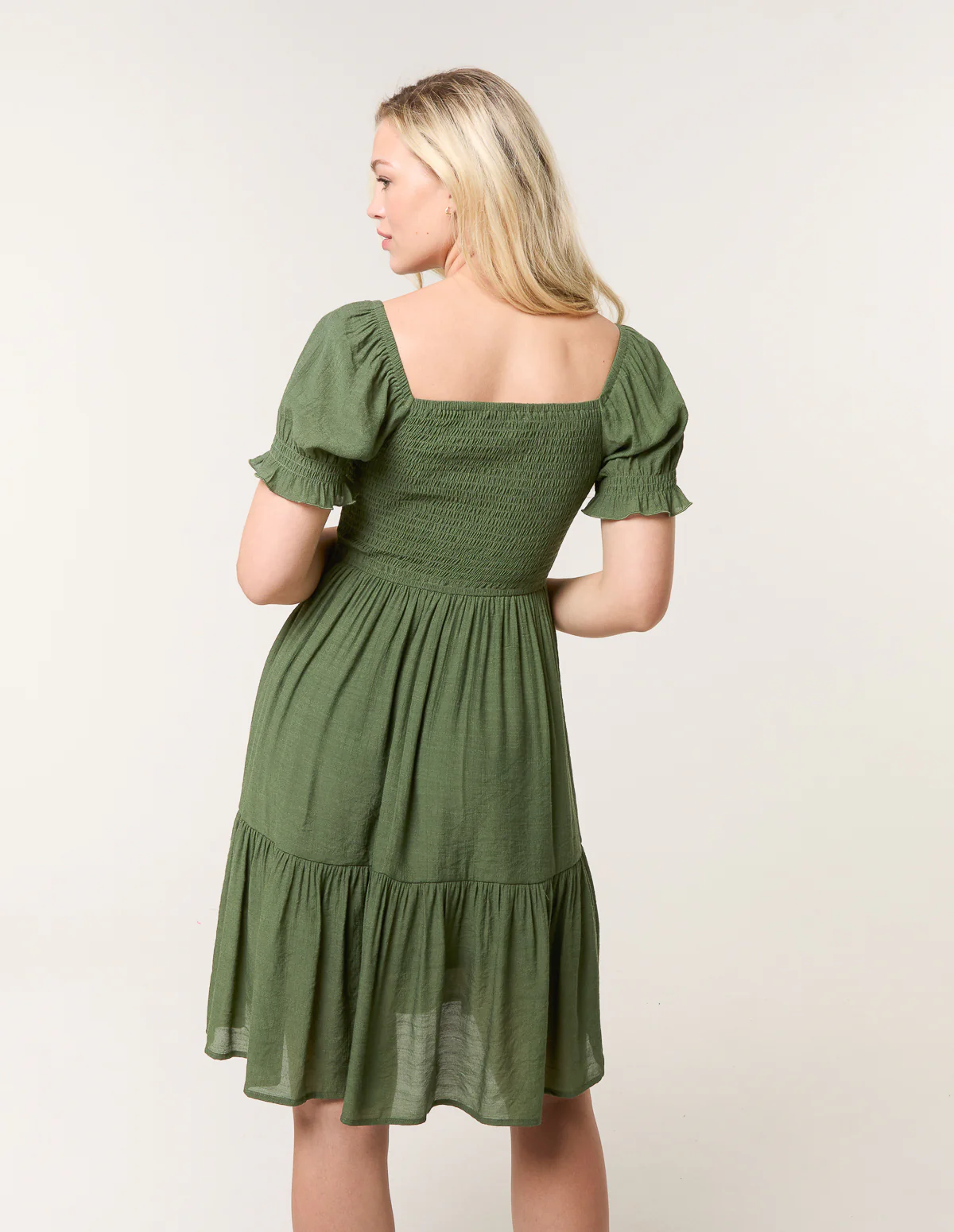 Shirred Puff Sleeve Mini Dress - Image 4