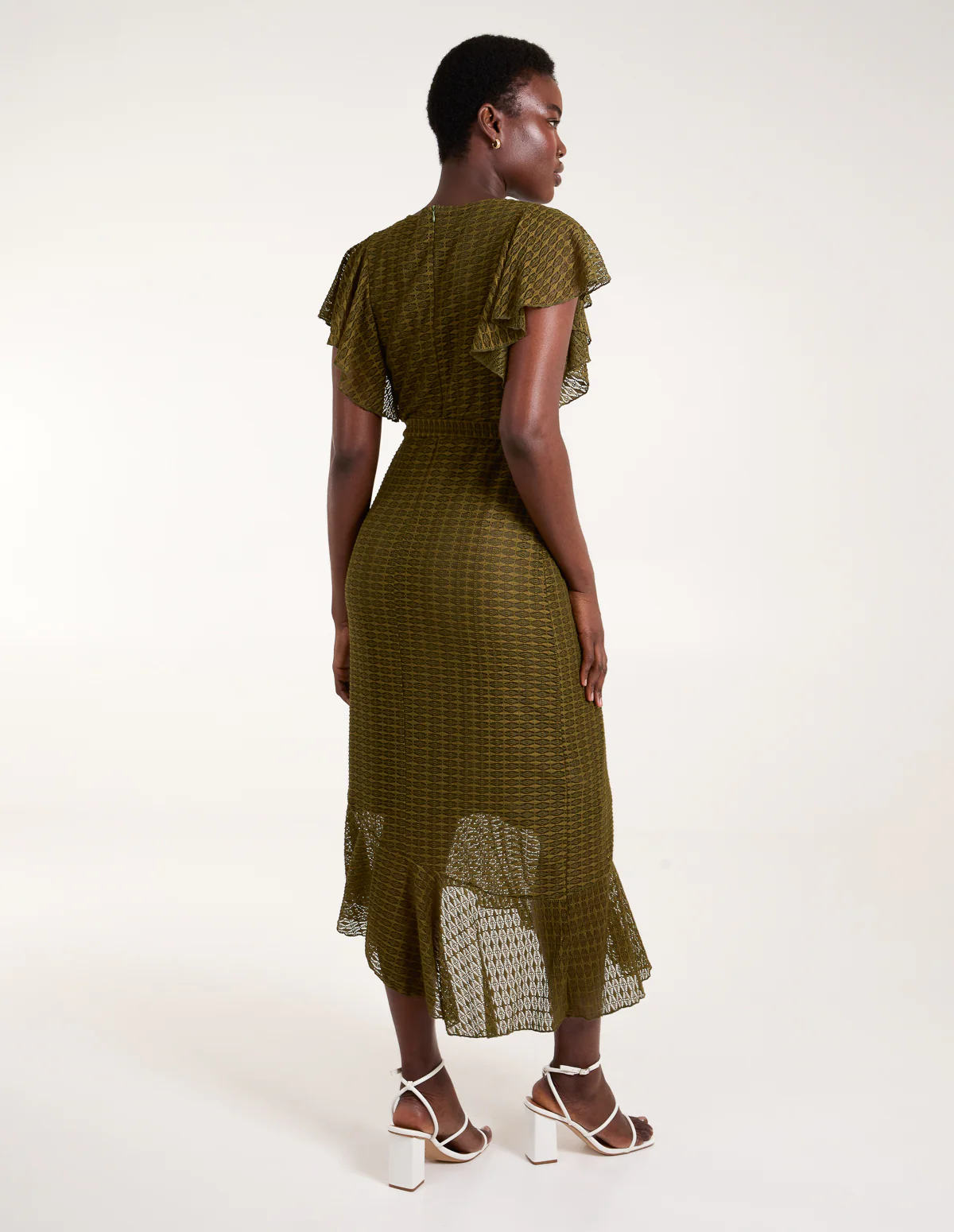 Lace Wrap Asymmetric Midi Dress - Image 4