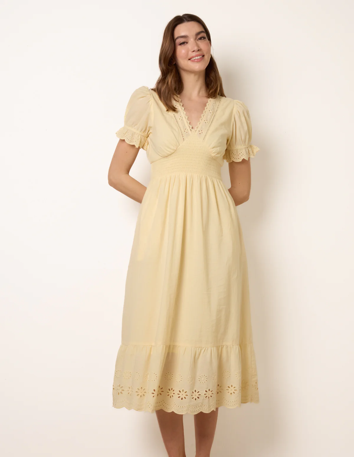 Embroidery Detail V-Neck Dress - Image 4