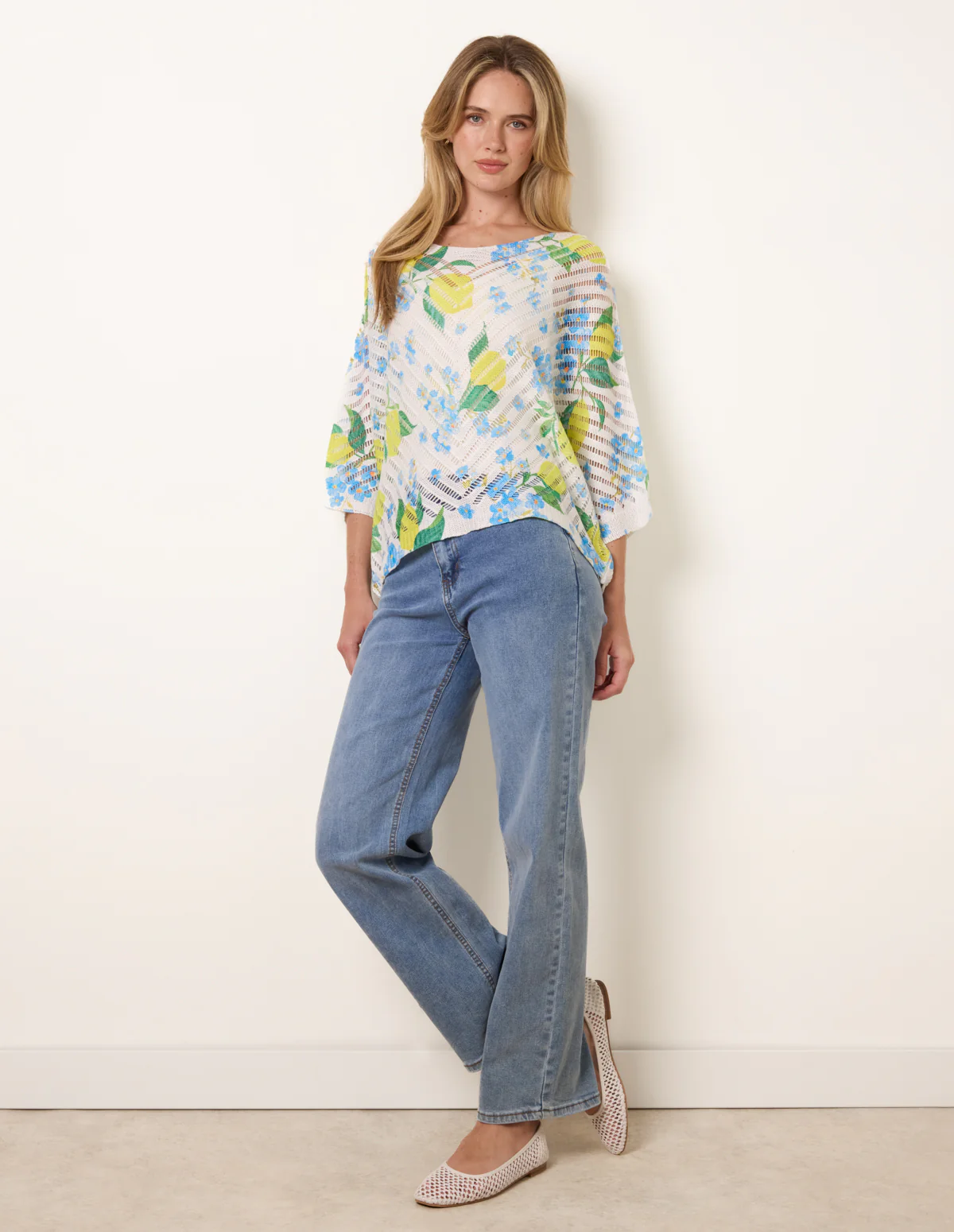 Lemon Floral Crochet Knit Jumper - Image 2