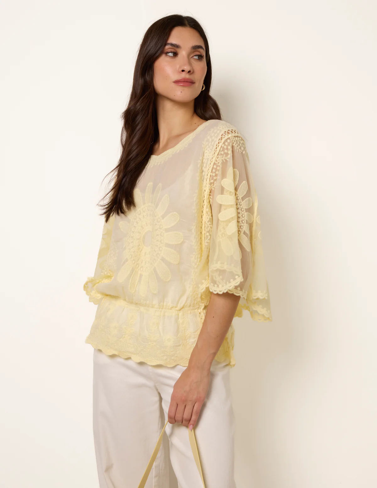 Sun Flower Lace Sleeve Blouse - Image 2