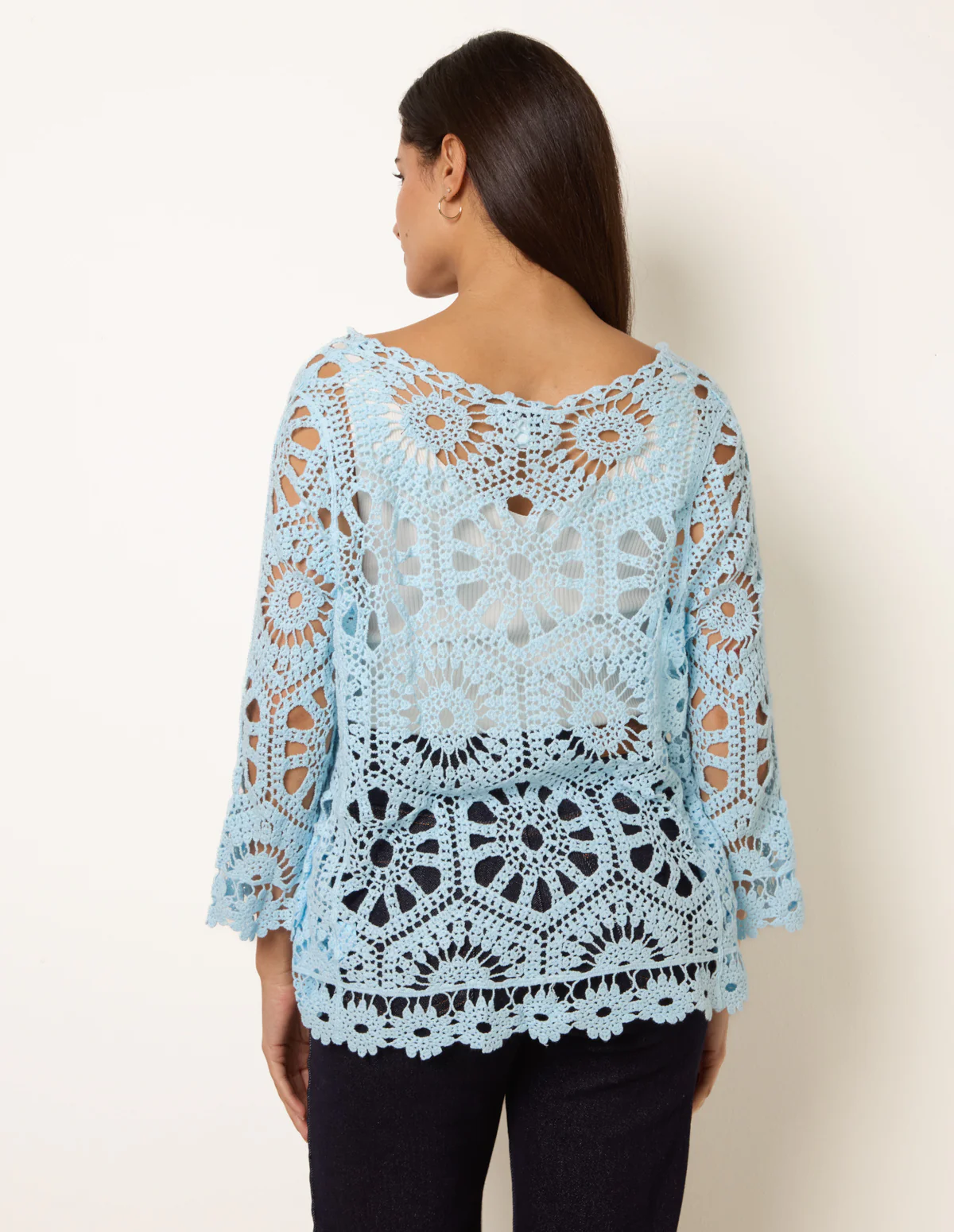 Long-Sleeved Crochet Cardigan - Image 4