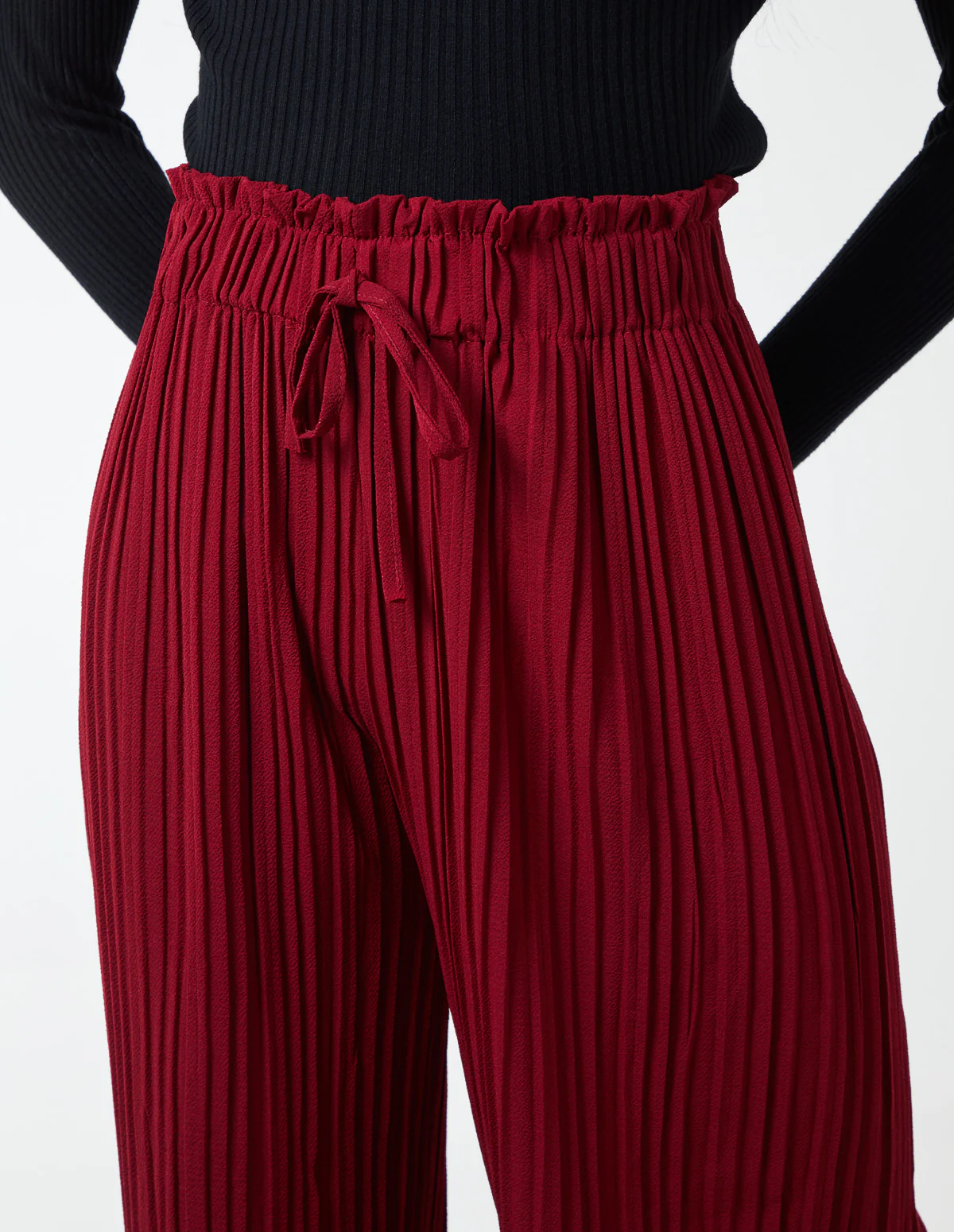 Wide Leg Pleated Trousers - Image 2