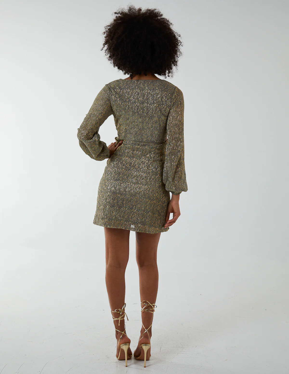 V-Neck Long Sleeve Lurex Dress - Image 5