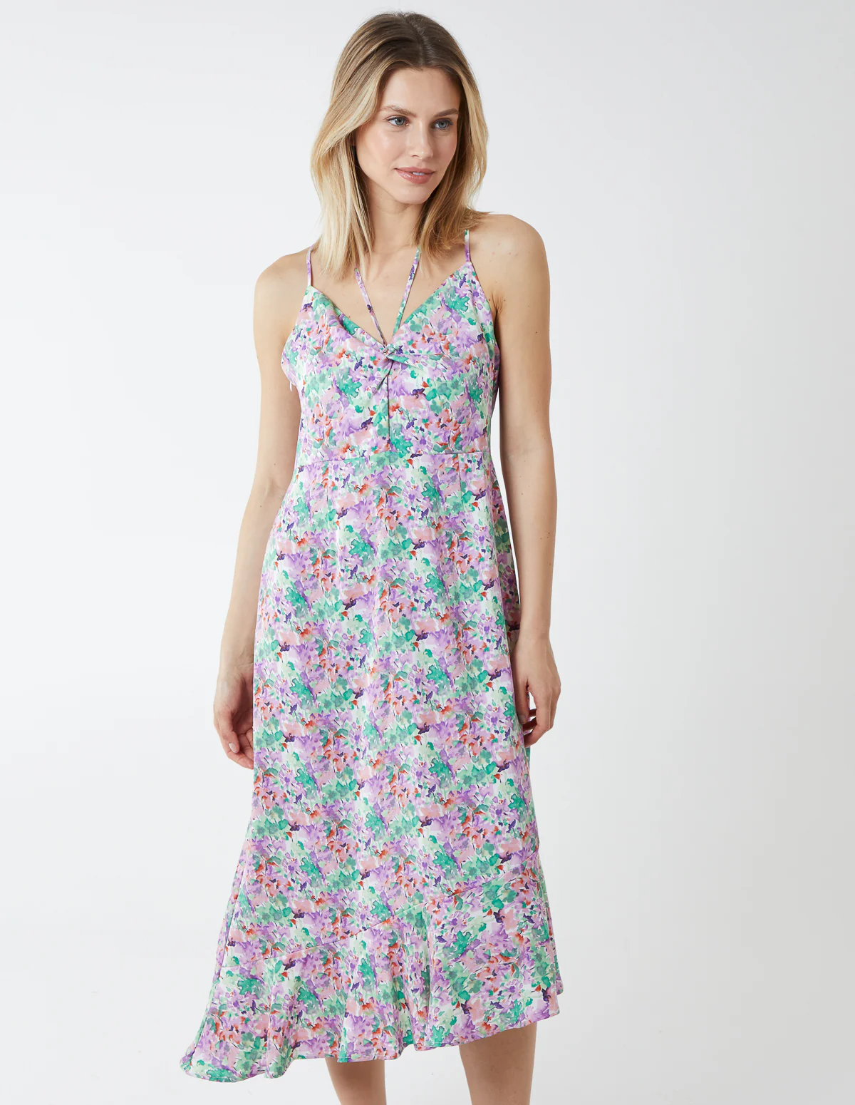 Twist Front Floral Print Midi Dress - Image 3