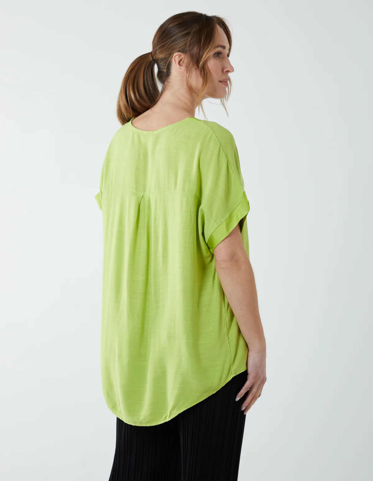 Satin Trim  V Neck Top - Image 4