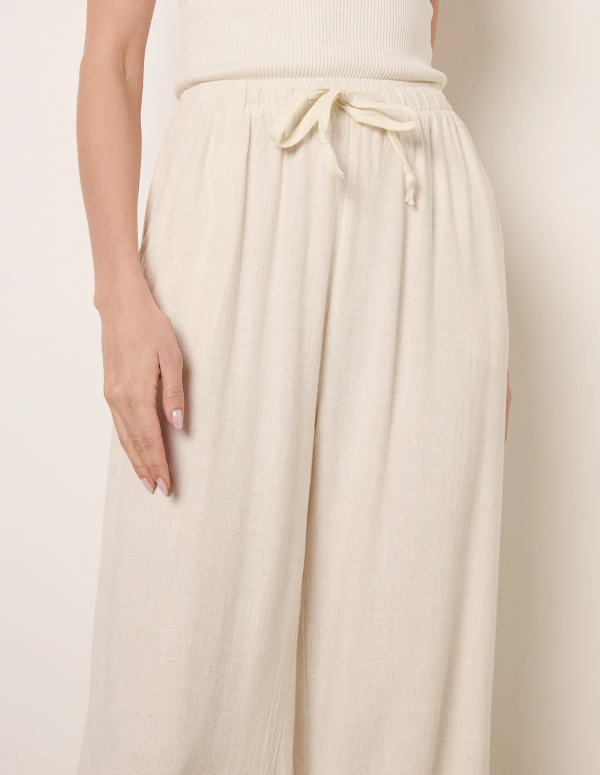Linen-Blend Drawstring Trousers - Image 3