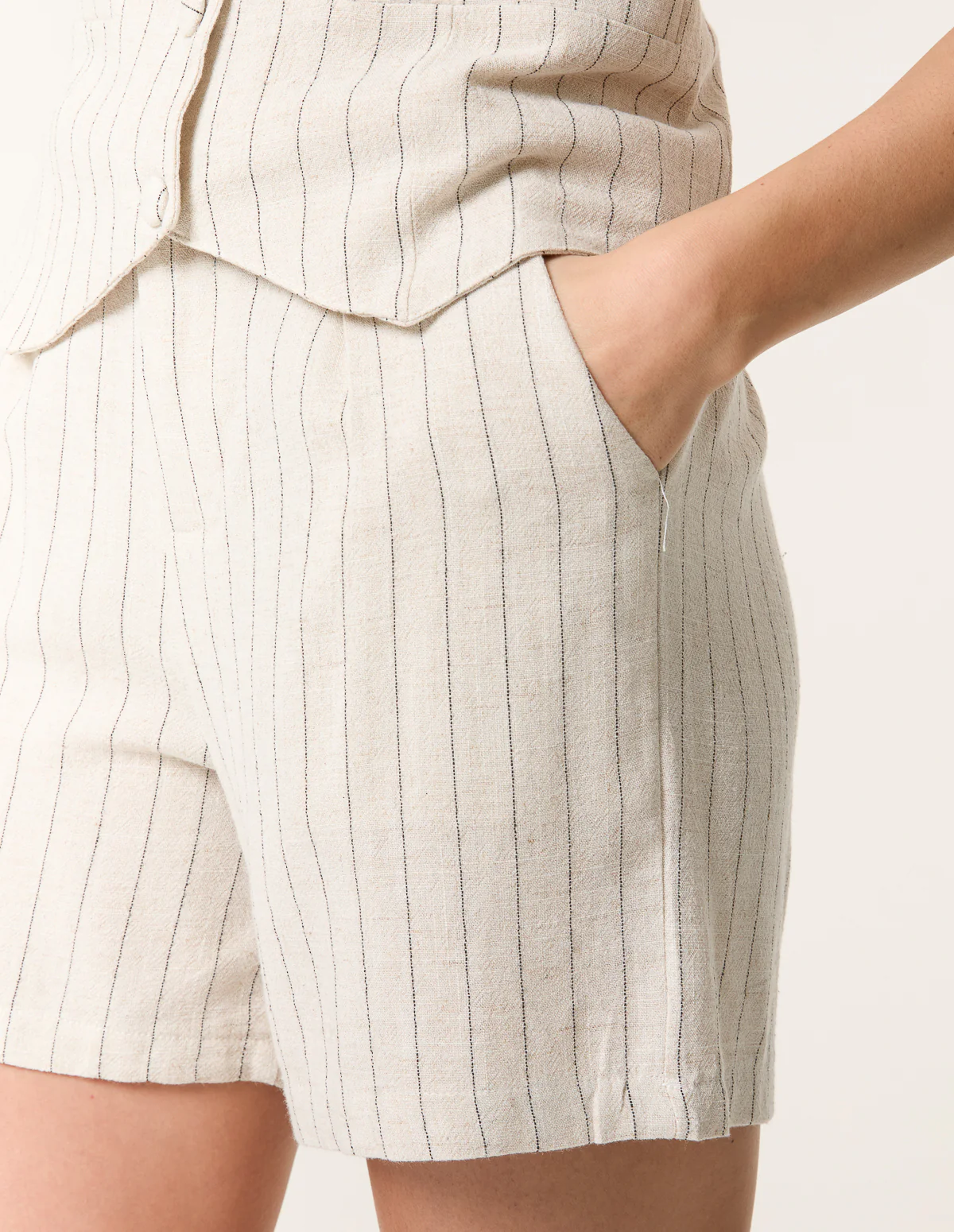 Linen Pinstripe Shorts - Image 3
