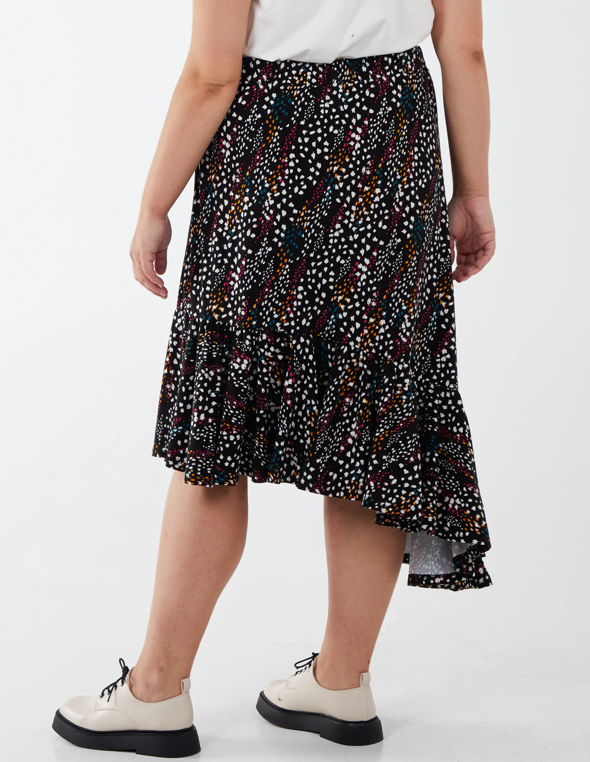 Curve Asymmetric Hem Midi Skirt - Image 5