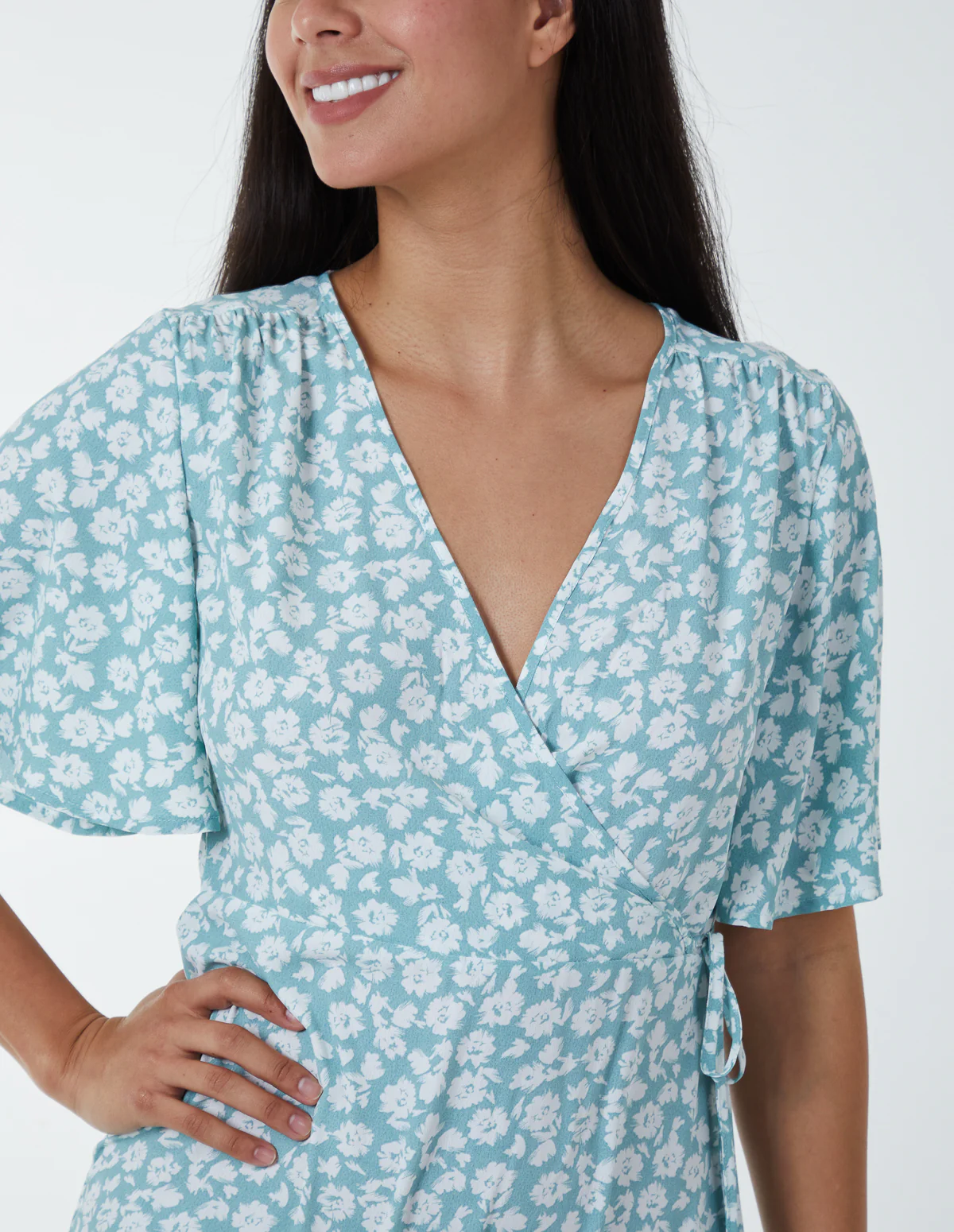 Angel Sleeves Wrap Midi Dress - Image 3