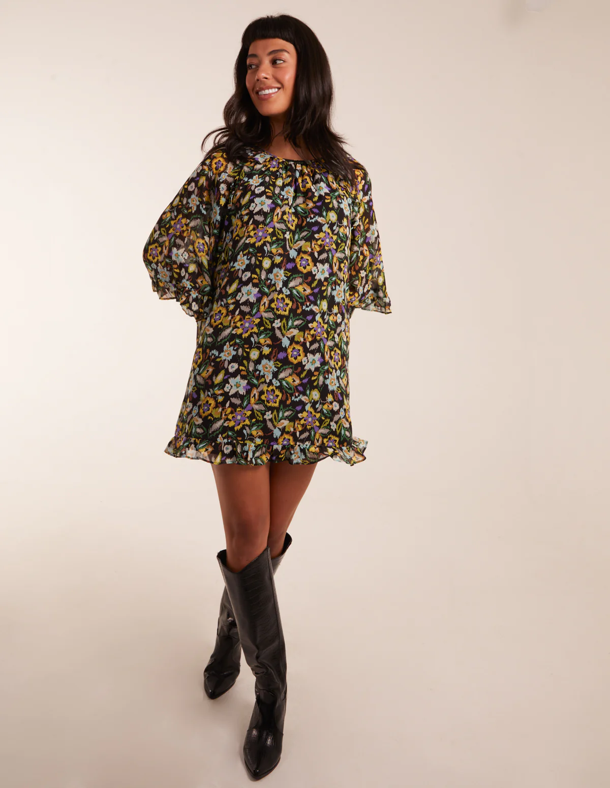 Floral Raglan Sleeve Tunic Dress - Image 3