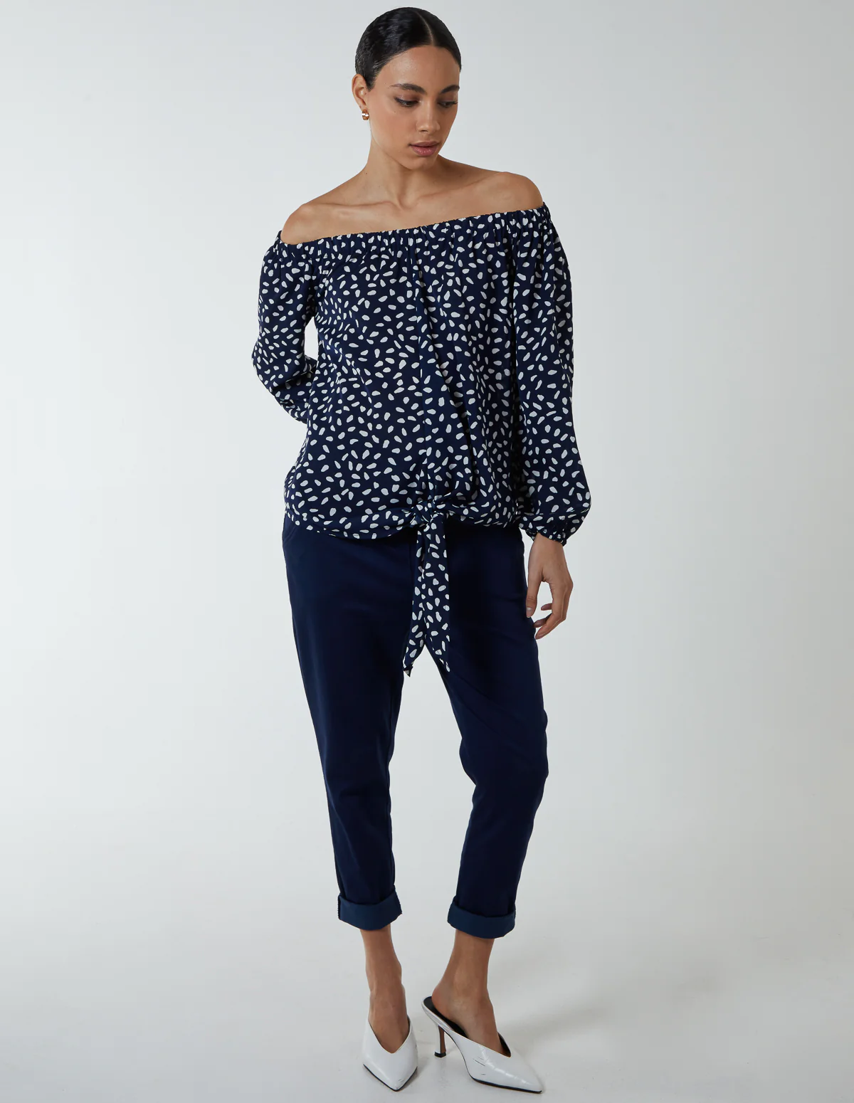 Bardot Balloon Sleeve Knot Top - Image 3