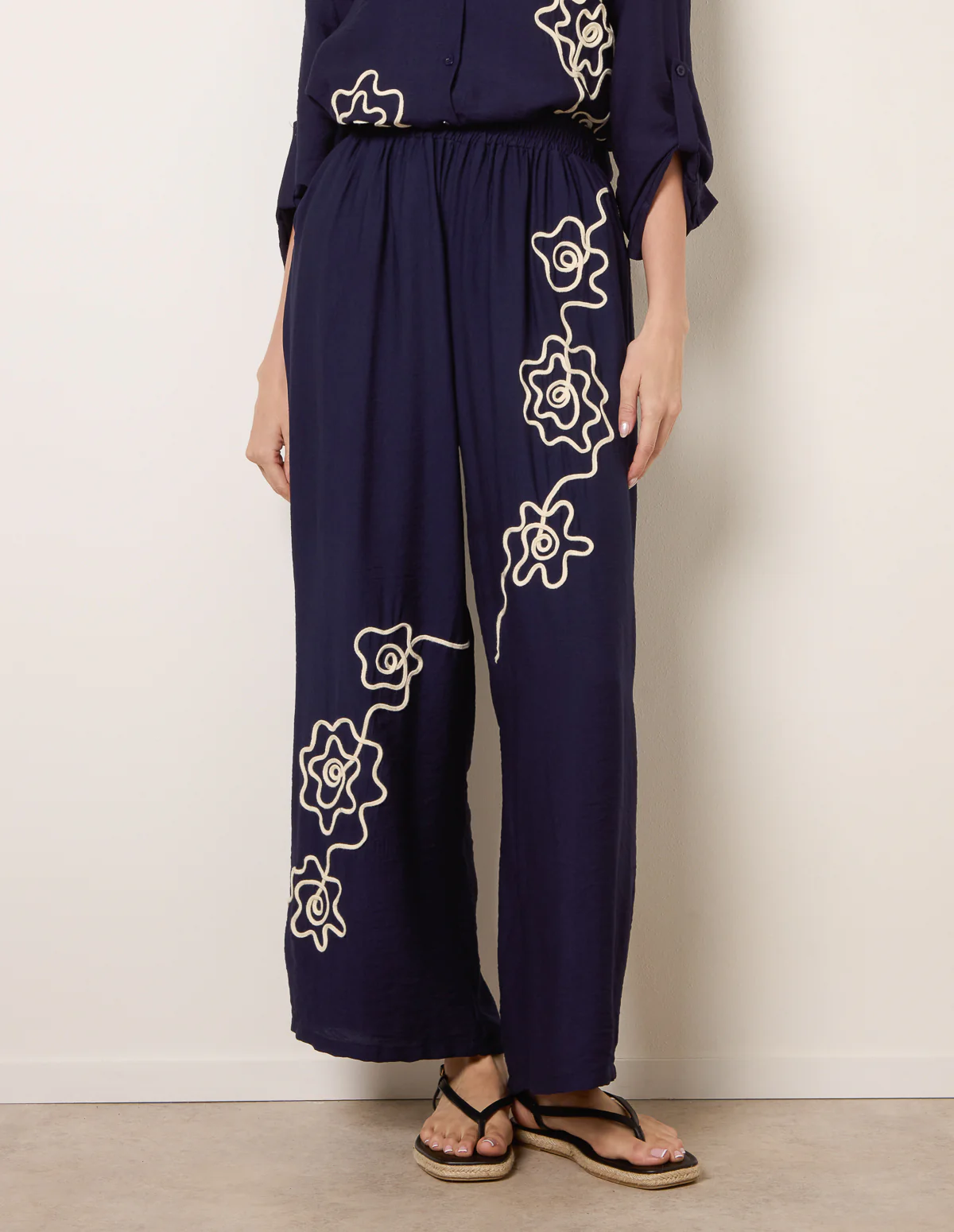 Floral Embroidery Trousers - Image 2