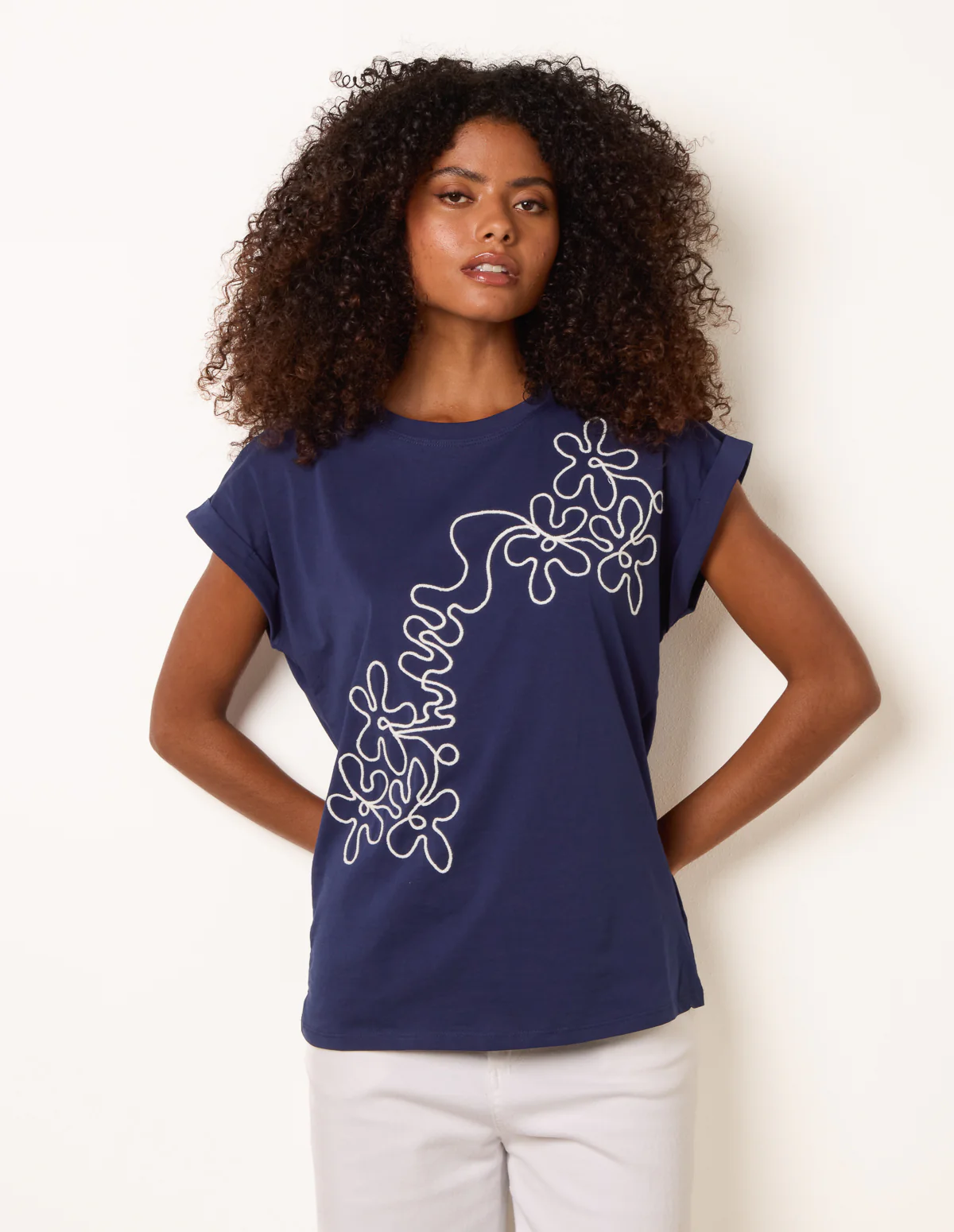T-Shirt With Floral Embroidery
