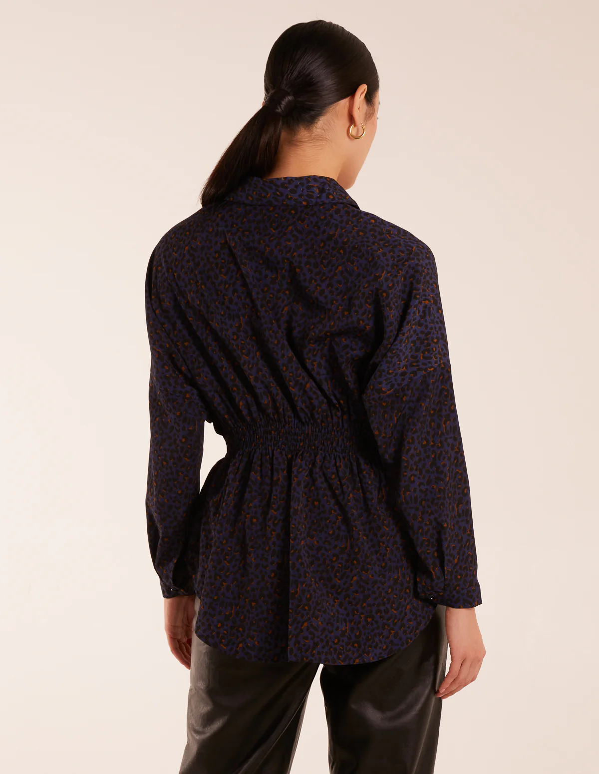 Leopard Print Shirred Waist Shirt - Image 4