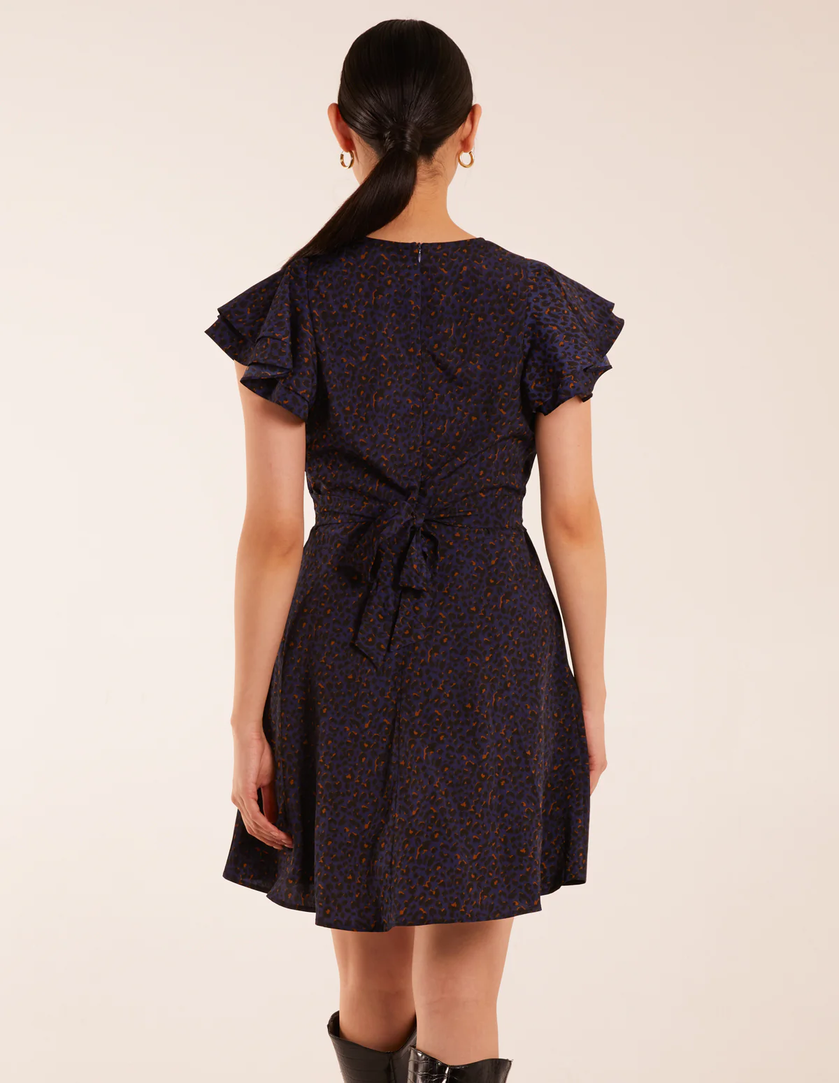 Leopard Print Wrap Ruffle Mini Dress - Image 5