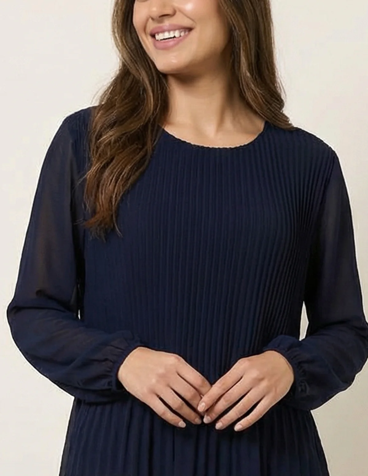Long Sleeve Pleated Top - Image 3